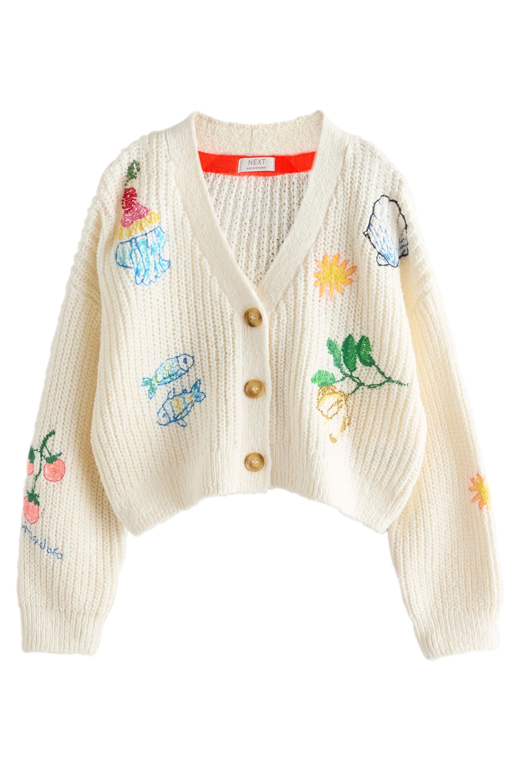 Strickjacke Sommerliche Strickjacke mit Stickerei