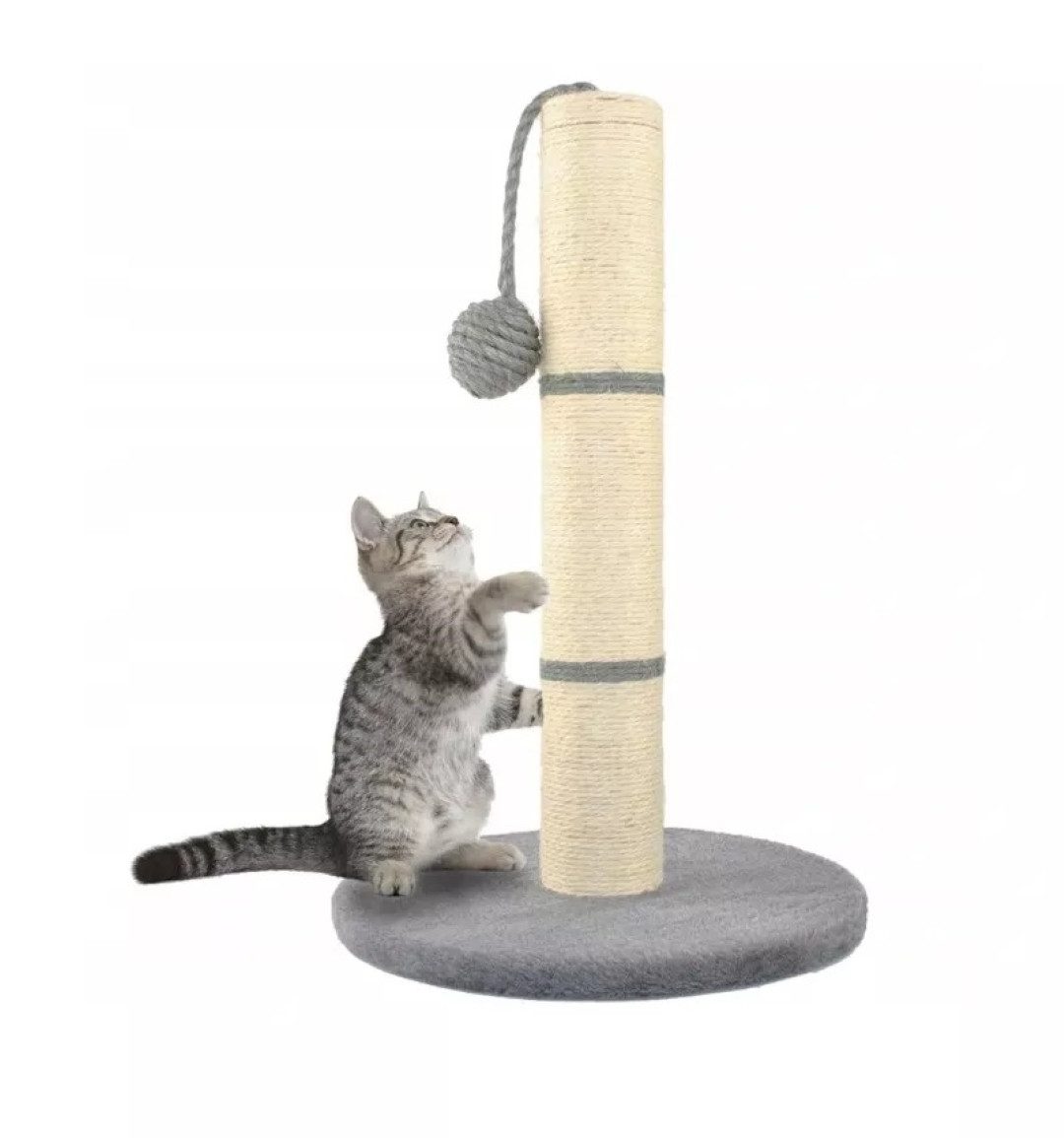 NUXIE Cat Kratzbaum Katzenspielzeug groß 45 cm mit Ballspielzeug Sisal, Integriertes Ballspielzeug an einer Schnur für langen Spielspaß