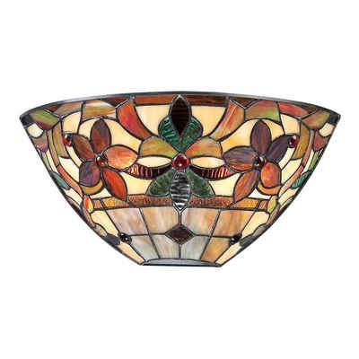 etc-shop Wandleuchte, Leuchtmittel nicht inklusive, Wandleuchte Lampe Tiffany-Glas Metall Flurlampe Vintage Bronze B 36,8