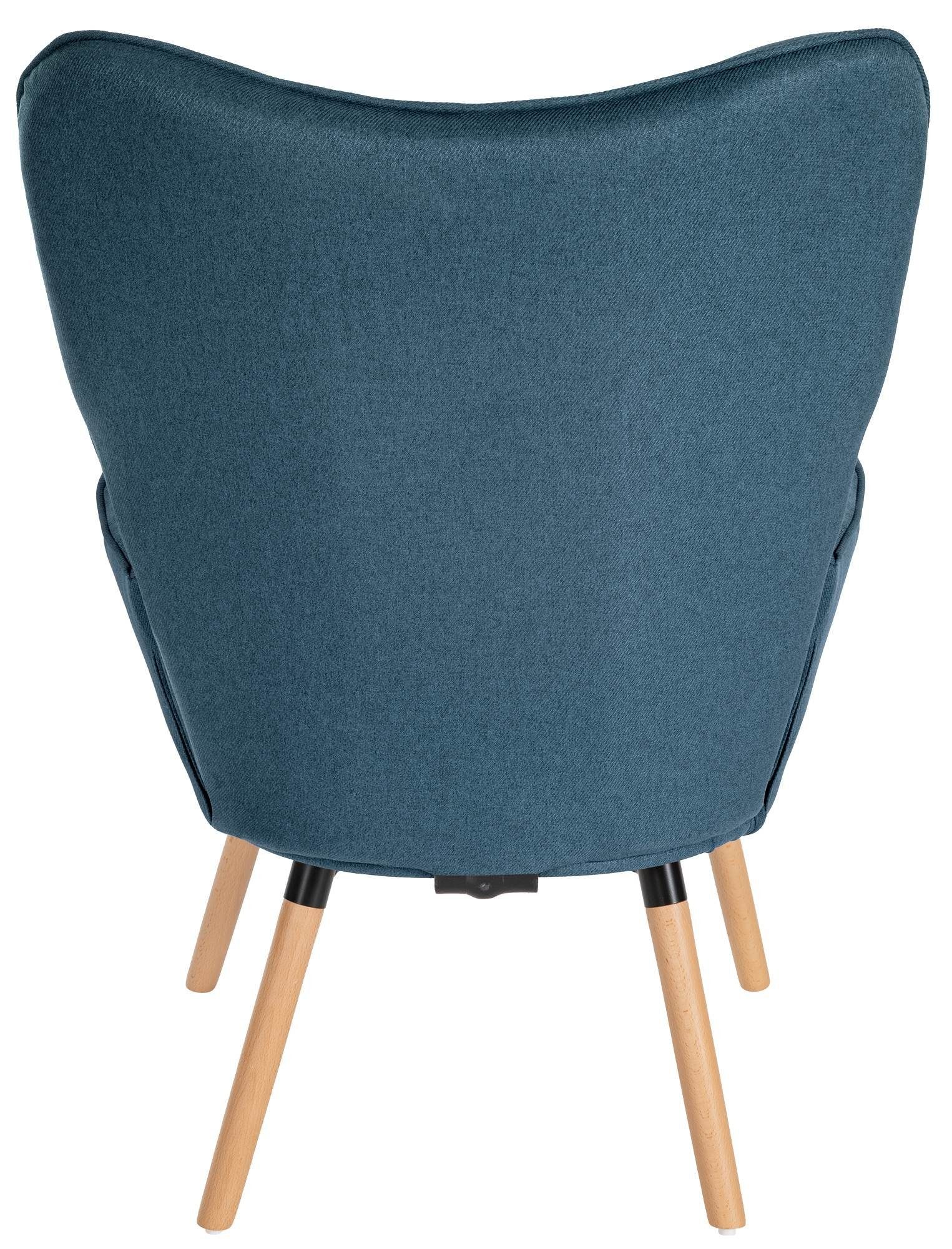 CLP Loungesessel blau Gestell Buchenholz und mit Stoff-Bezug Garding, Stuhl aus