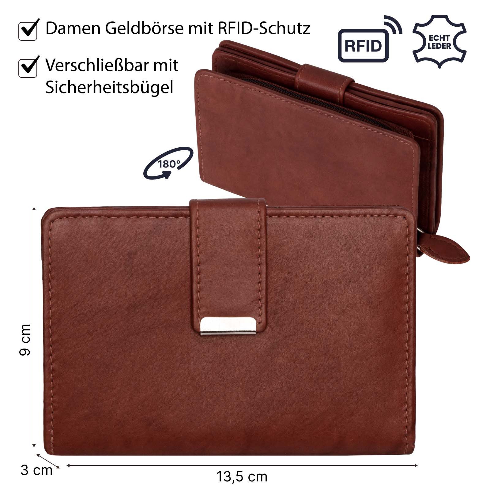 Money Maker Geldbörse RFID Damen Geldbörse Portemonnaie Geldbeutel Damenbörse Leder, Damen Geldbörse klappbar mit Drückknopf Portemonnaie Geldbeutel