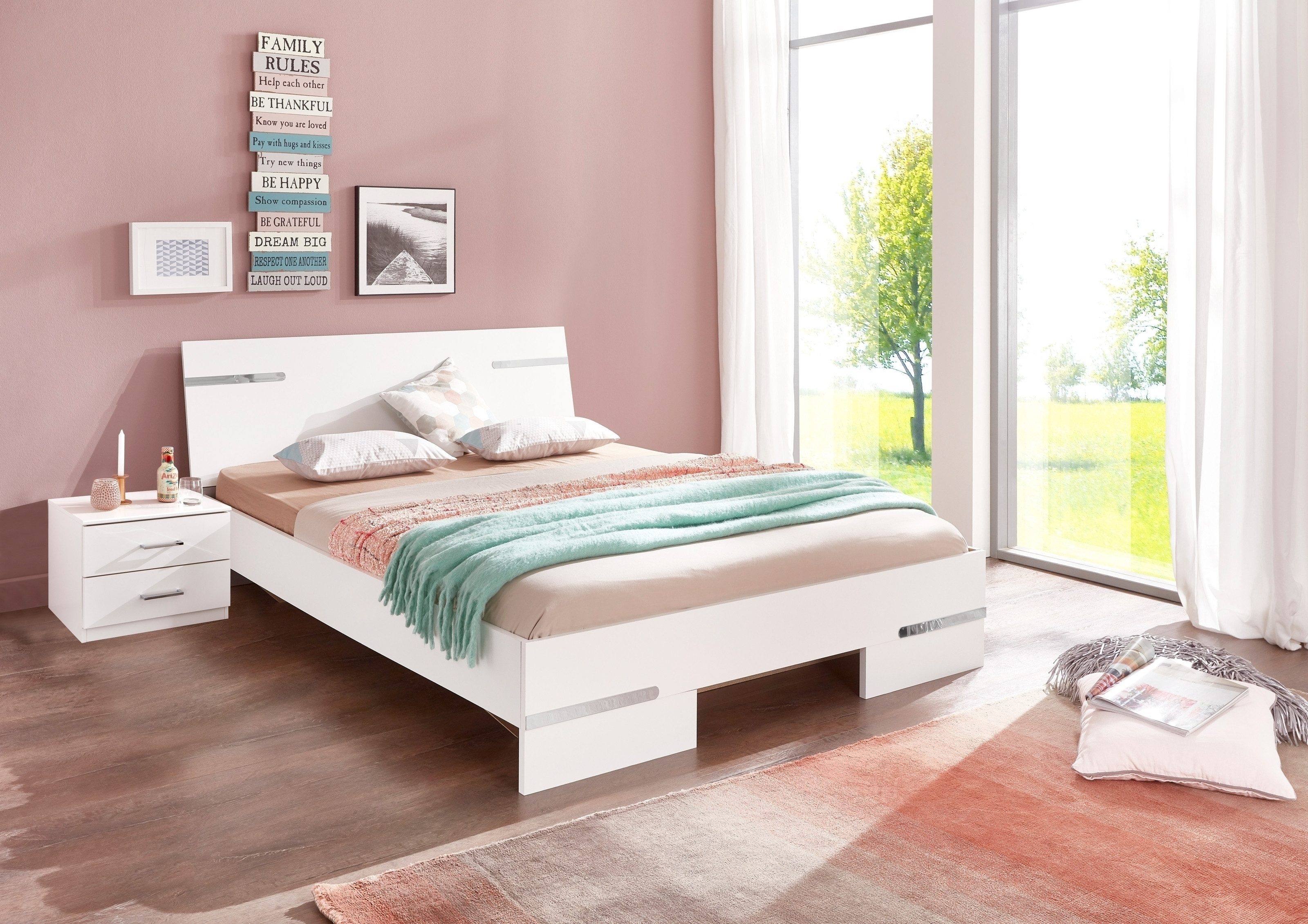 Schlafzimmer-Set in WEISS - 254x81x200cm (BxHxT)