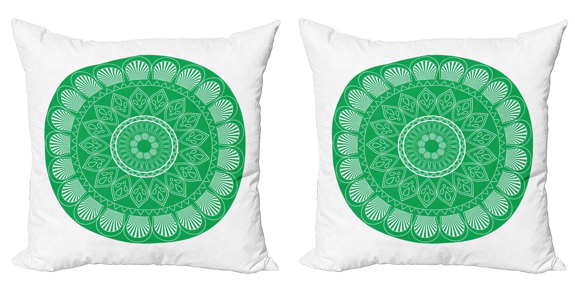 Kissenbezüge Modern Accent Doppelseitiger Digitaldruck, Abakuhaus (2 Stück), grüne Mandala Orientalische Blumen-Motiv