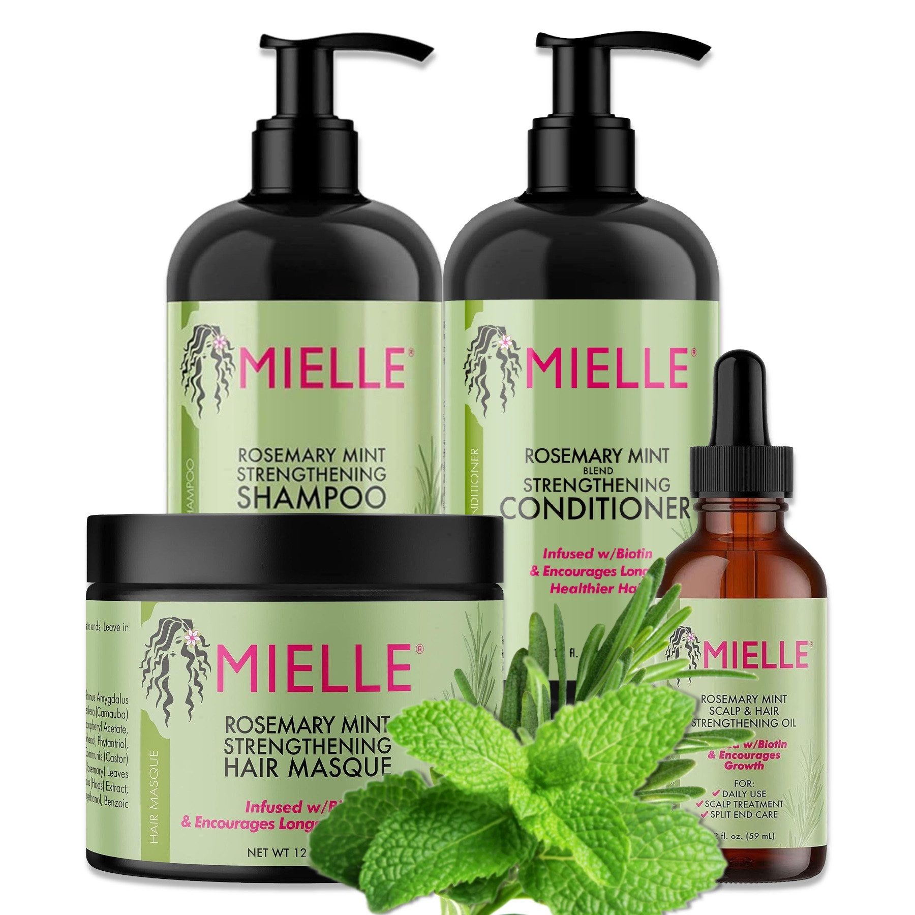 Haarpflege-Set Rosmarin Shampoo Conditioner Haarmaske Haaröl Mielle