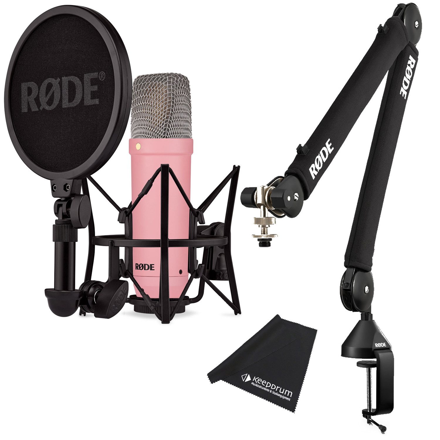 Mikrofon Rode NT1 Signature Mikrofon Pink mit PSA-1+ - Gelenkarm