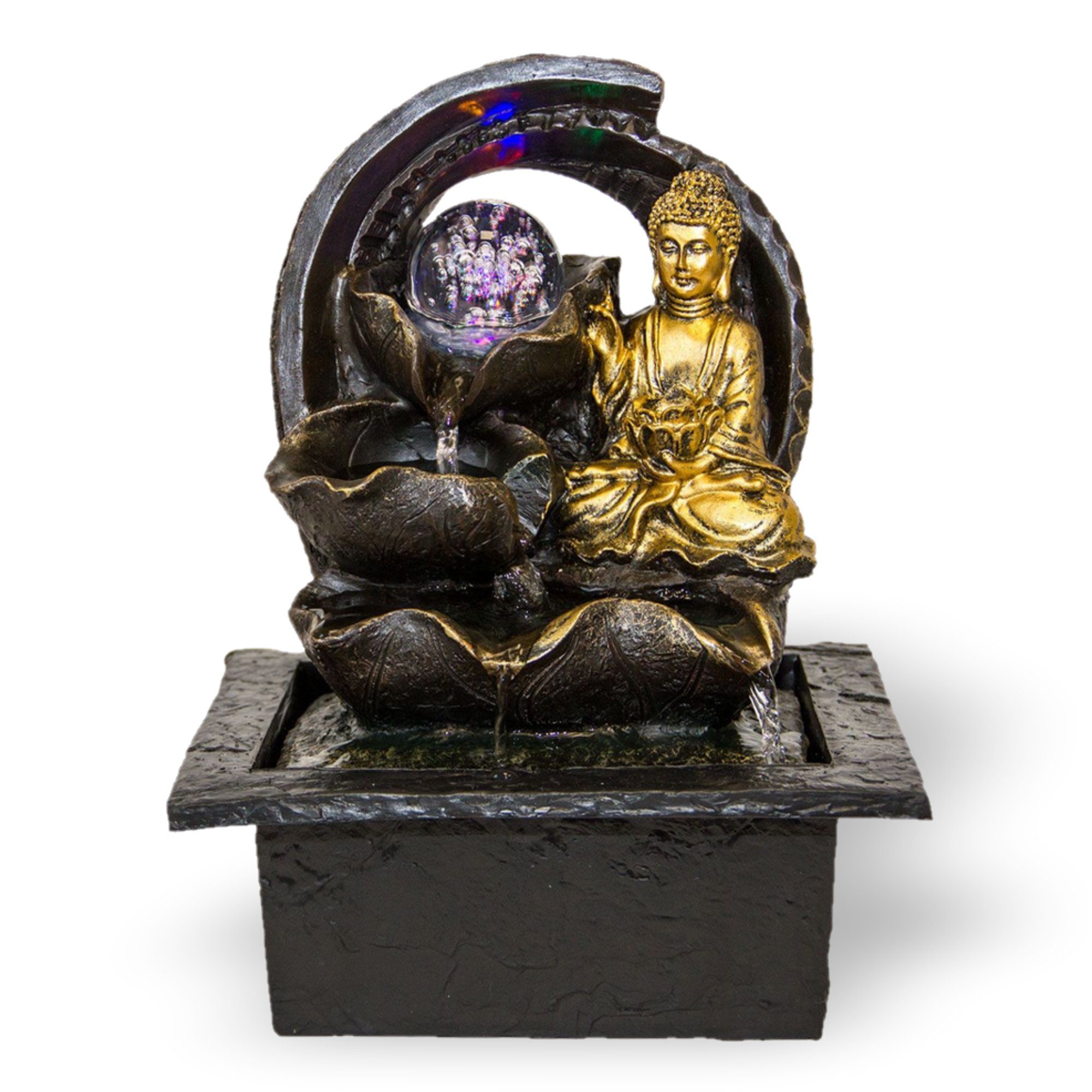 Lemodo Zimmerbrunnen Tischbrunnen Buddha mit Beleuchtung, mit LED-Beleuchtu günstig online kaufen