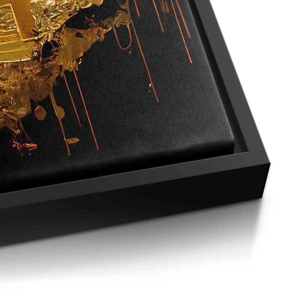 Handel mit Leinwandbild, Börse DOTCOMCANVAS® Bitcoin diamond crypto Leinwandbild raw trading Rahmen hands goldener
