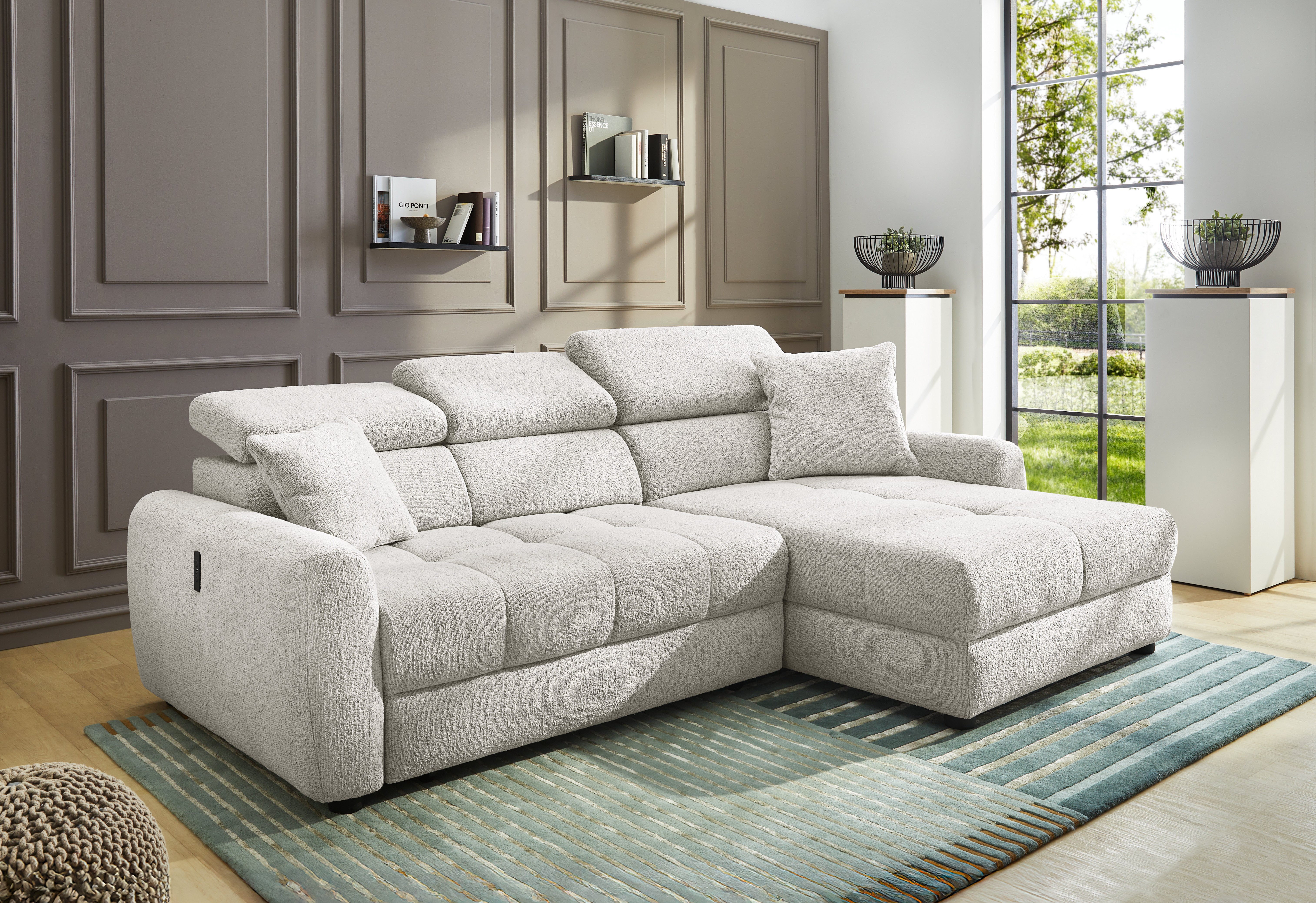 Jockenhöfer Gruppe Ecksofa Move, L-Form, B: 270cm, mit 60 cm elektrischer Sitztiefenverstellung, 140kg Belastbarkeit je Sitz, Kopfteilverstellung & USB-Anschluss