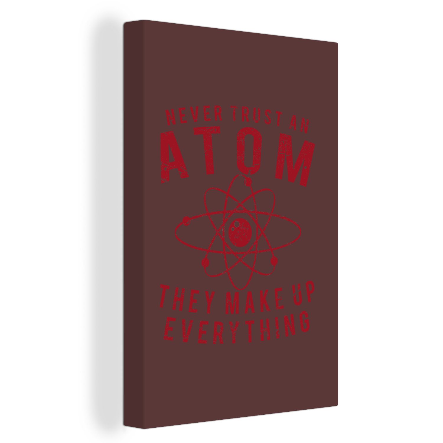 OneMillionCanvasses® Leinwandbild Atome - Rot - Retro, (1 St), Leinwandbild fertig bespannt inkl. Zackenaufhänger, Gemälde, 20x30 cm