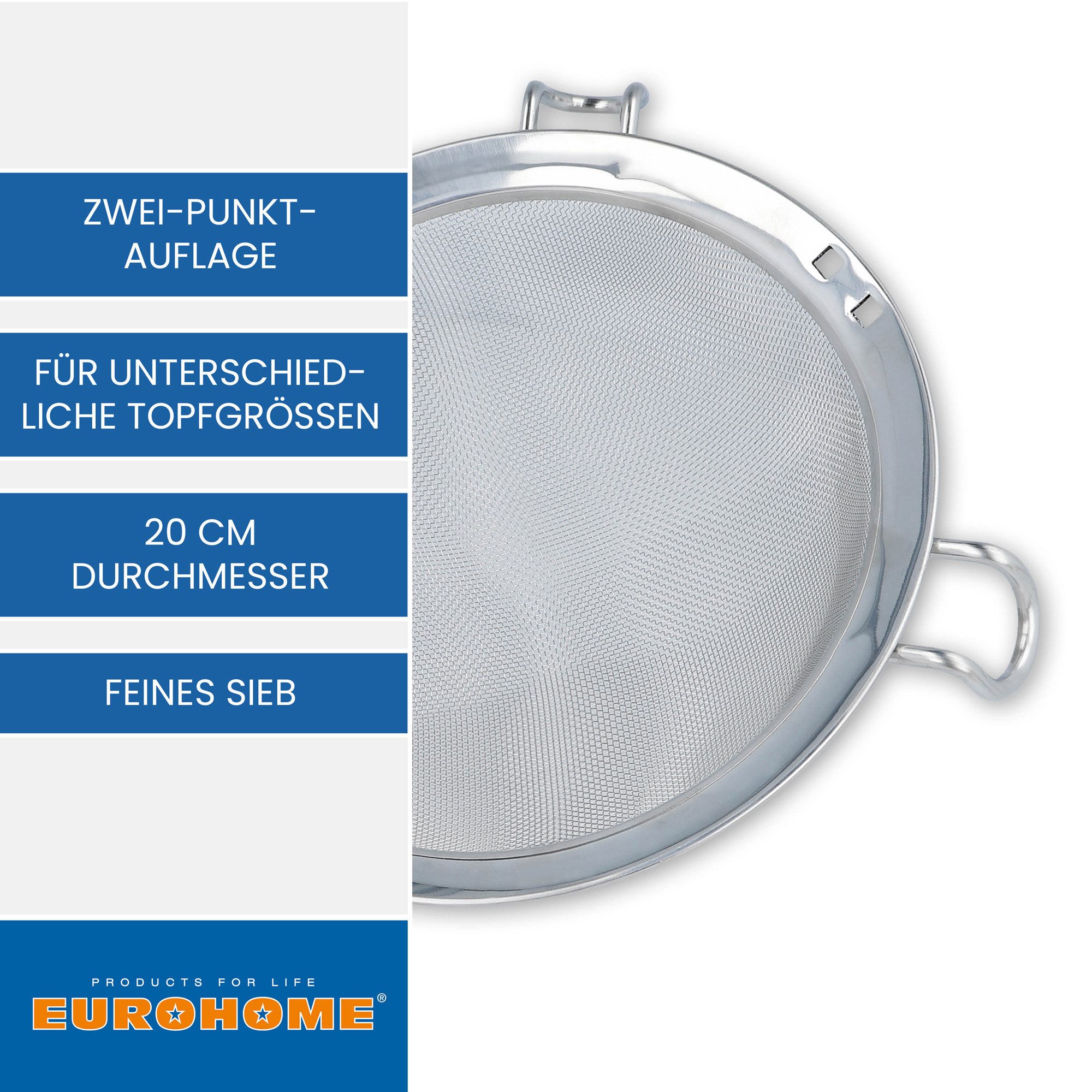 EUROHOME Passiersieb Edelstahl Passiermaschine mit abnehmbarem Rührwerk, Edelstahl, (1-St., Küchensieb Ø20 cm), Küchenmaschine mit feinem Sieb - Küchenhelfer – Bild 5 von 5