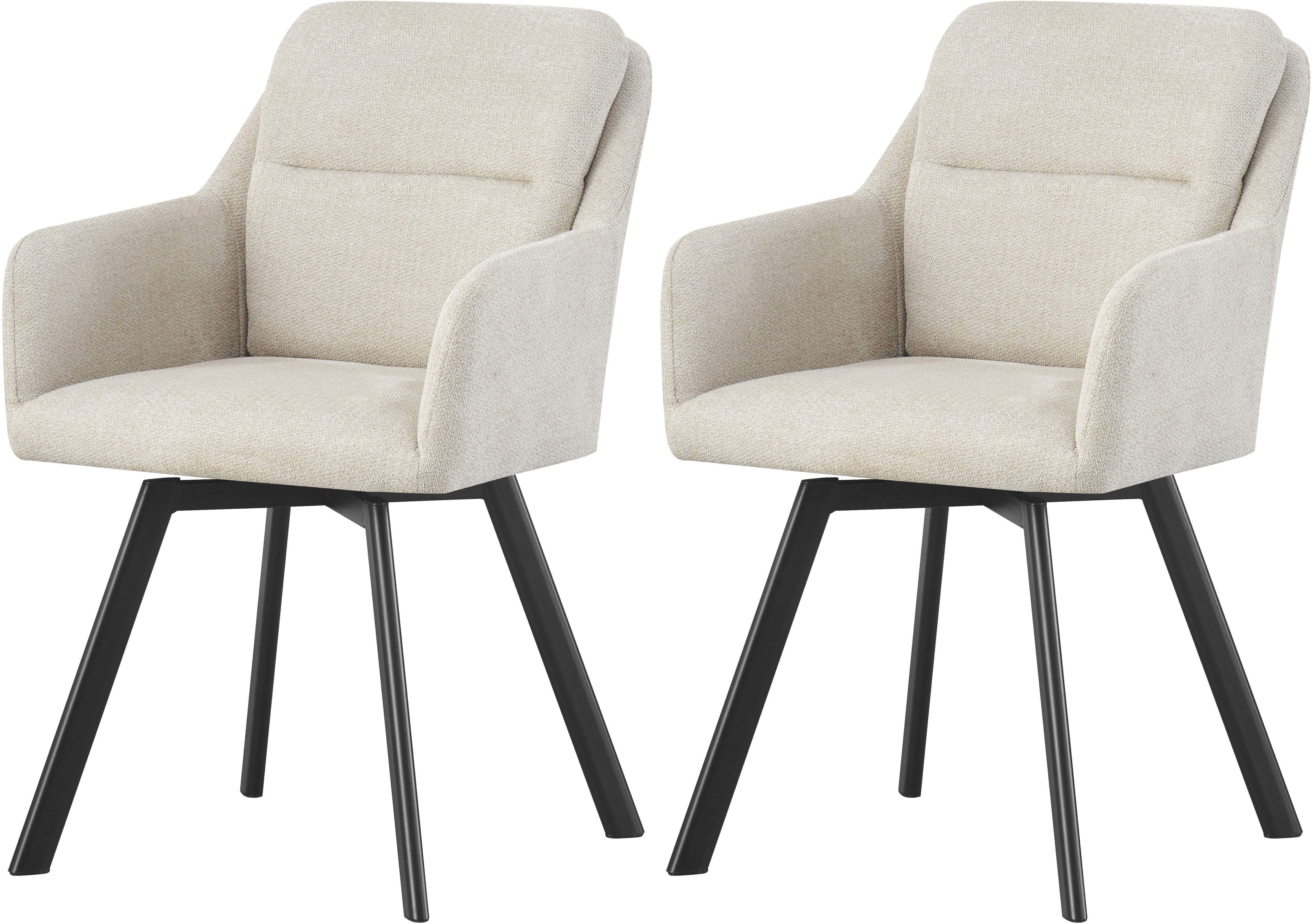 INOSIGN Esszimmerstuhl NEEPAWA, 2er Set, mit Metallgestell in matt schwarz (Set, 2 St), in verschiedenen Farben, Belsatbarkeit pro Stuhl 120 kg, mit Armlehne