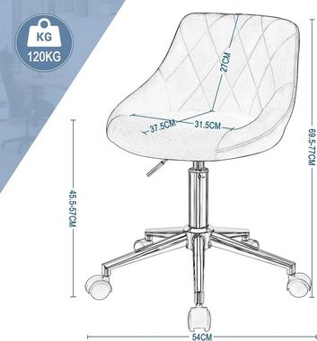 EUGAD Schreibtischstuhl (1 St), Bürohocker mit Rollen, Samt, höhenverstellbar