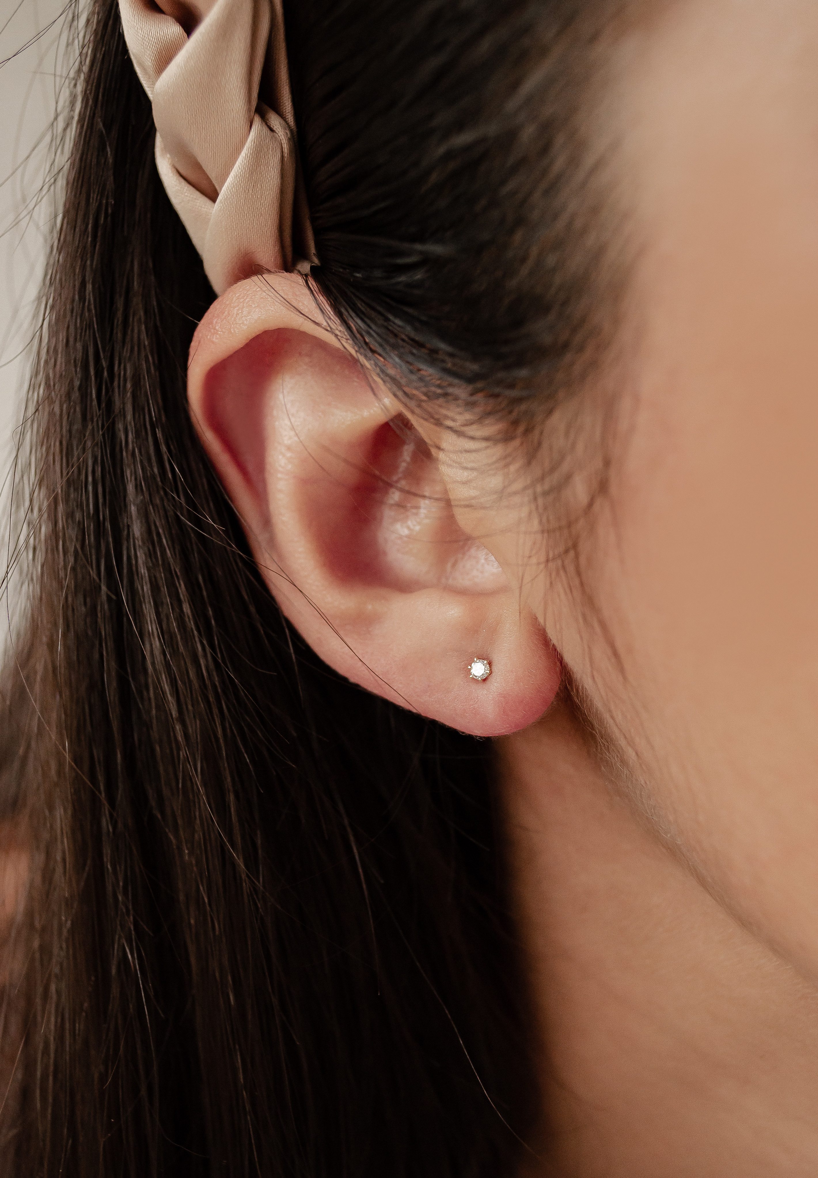 Dear Me Paar Ohrstecker 585 Gold Weißgold Solitär Diamant, Winzige Damen Di günstig online kaufen