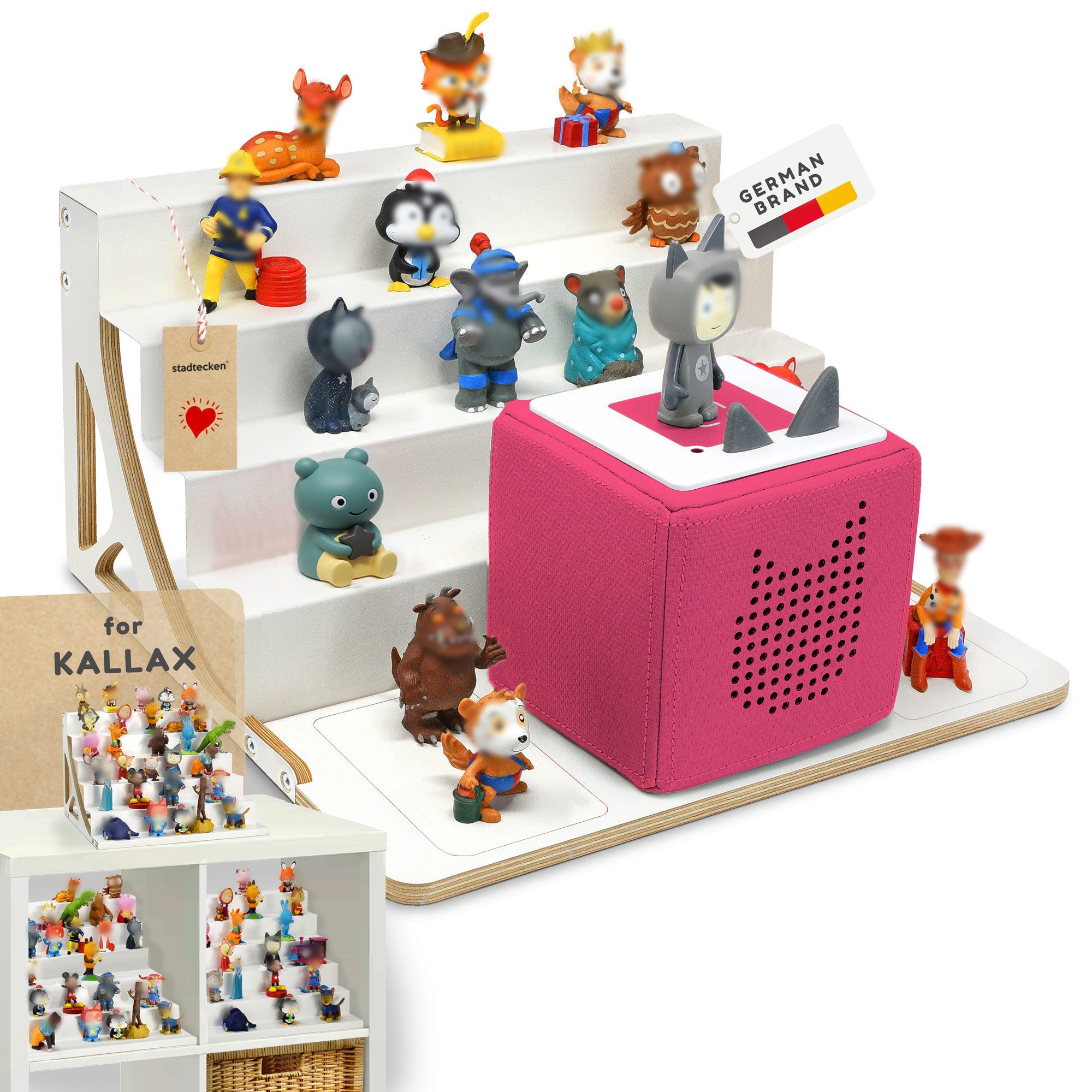 stadtecken Kinderregal Magnetisches Regal, passend für Kallax, geeignet für ca. 40 Figuren, Perfekte Aufbewahrung im Kinderzimmer