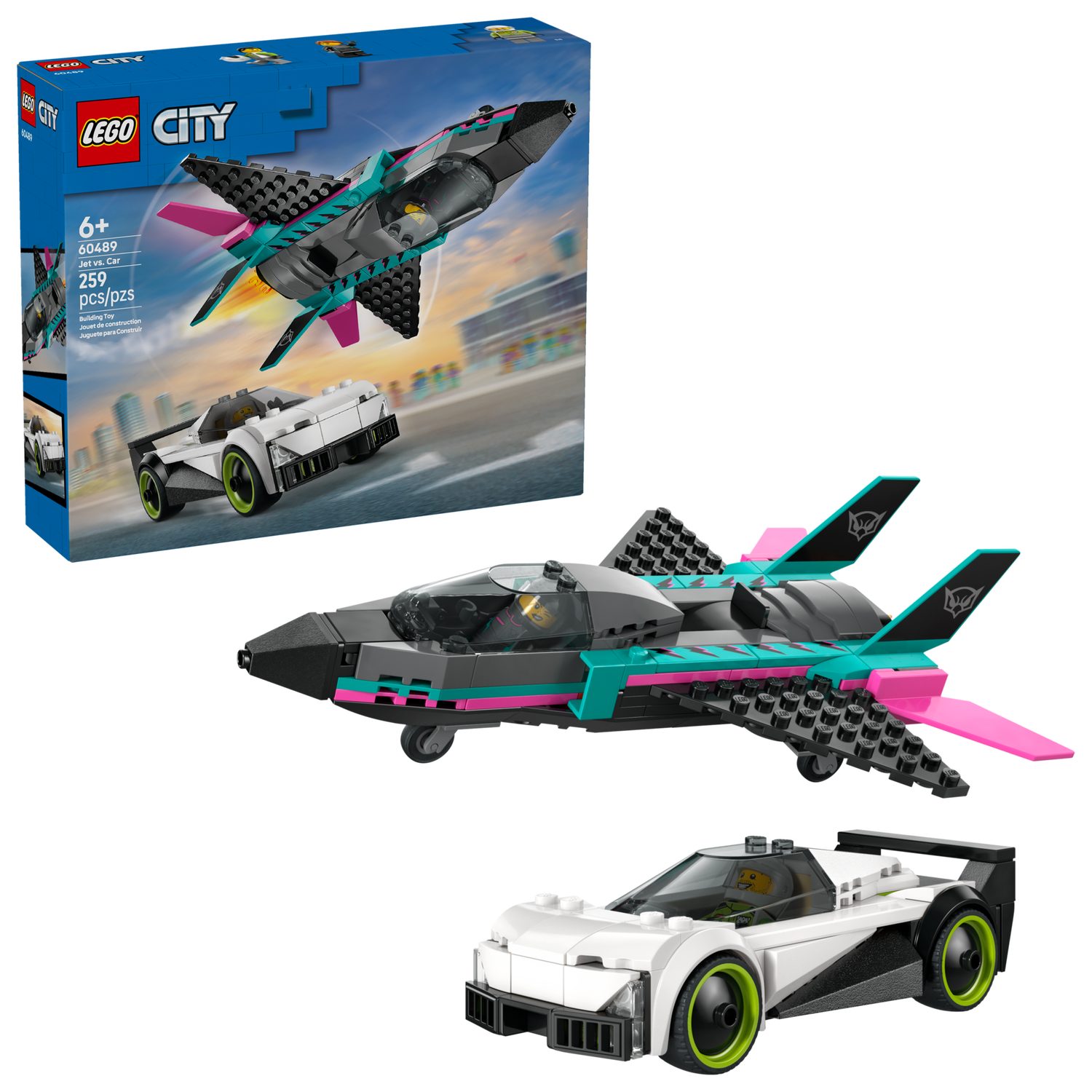 LEGO® City 60489 Düsenflieger vs. Rennauto Spielbausteine, (Set, 259 St., Set)