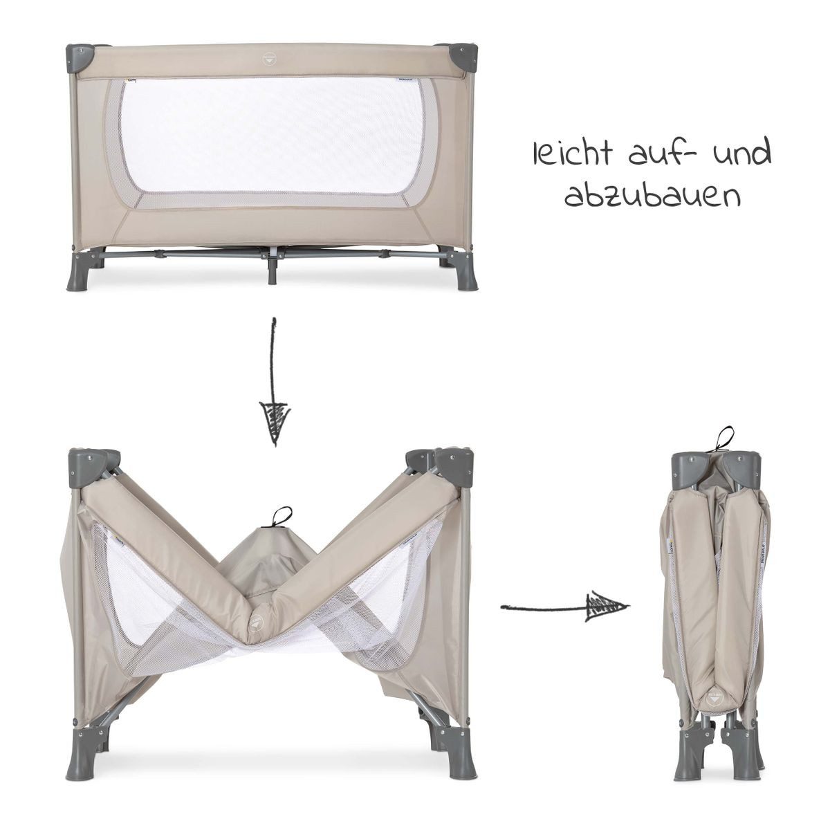 Hauck Baby-Reisebett Dream'n Play - Beige, Kinder Reisebett - faltbares Babyreisebett 120x60 mit Tasche – Bild 5 von 5