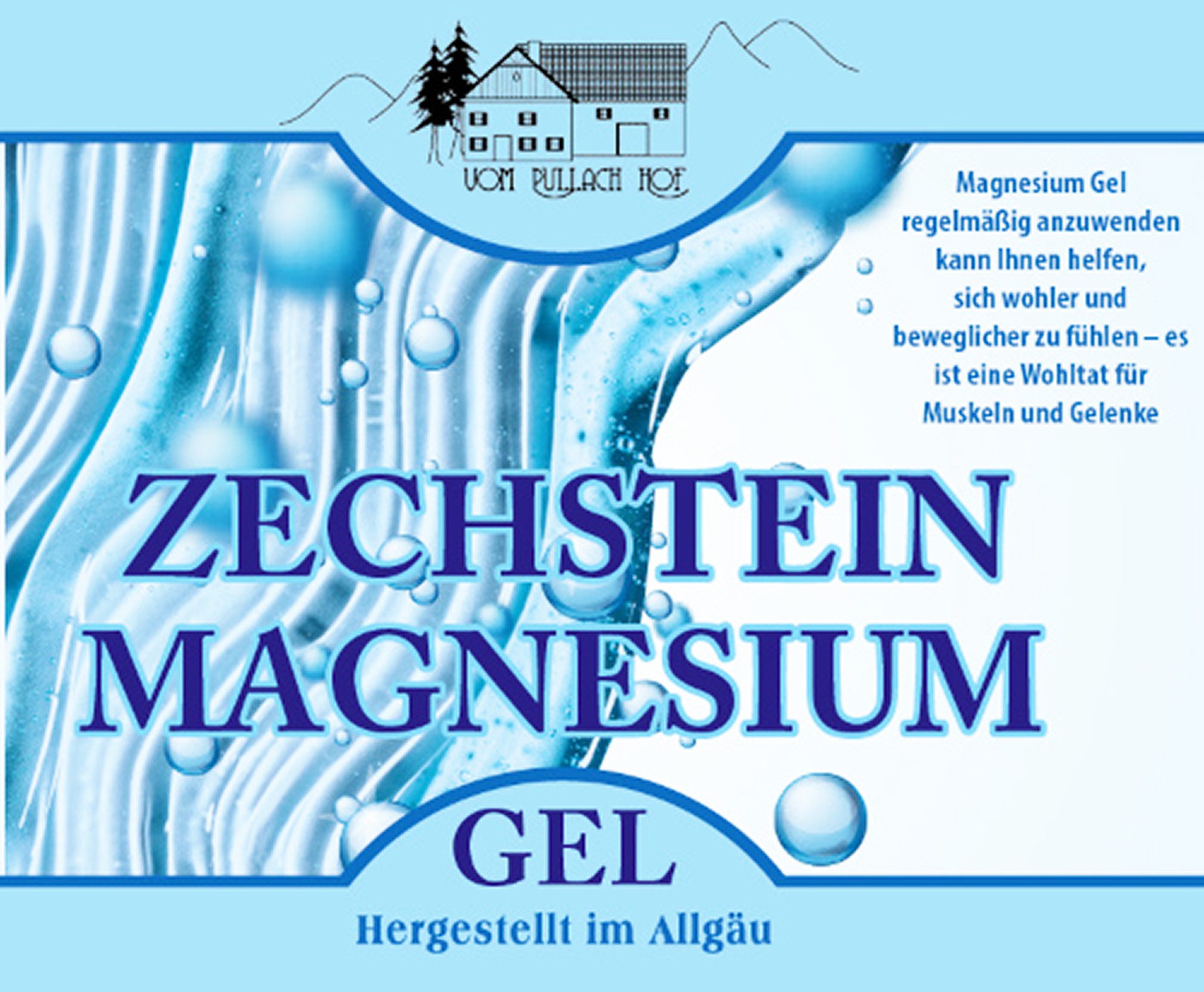 vom Pullach Hof Feuchtigkeitscreme ZECHSTEIN MAGNESIUM GEL 250m Mineral Creme für Körper Gelenke 77, Muskeln Massage Pflege Allgäu