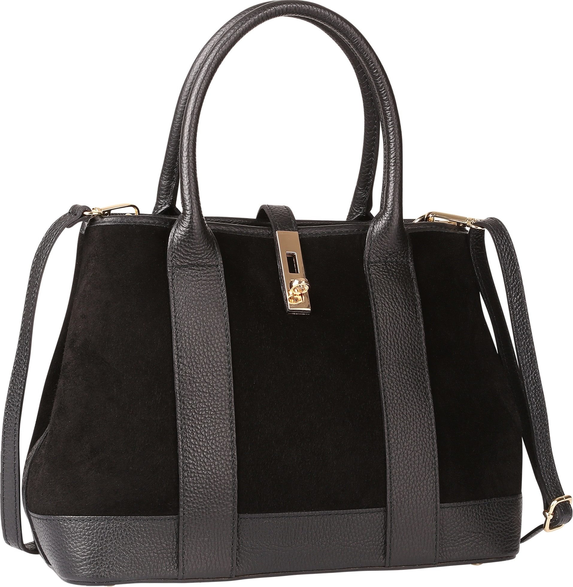 Toscanto Schultertasche Toscanto Tasche schwarz Schultertasche (Schultertasche), Damen Schultertasche Leder, schwarz ca. 36cm x ca. 23cm