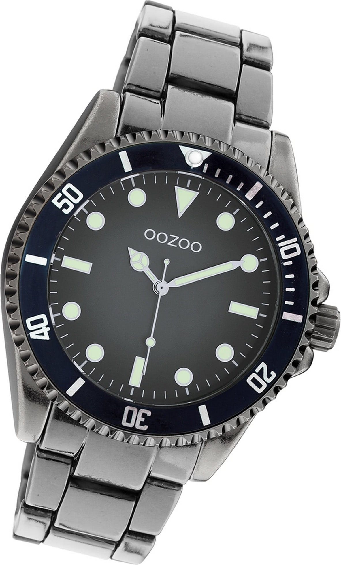 OOZOO Quarzuhr Oozoo Herren Armbanduhr Timepieces, Herrenuhr Edelstahlarmband silber, rundes Gehäuse, groß (ca. 42mm)