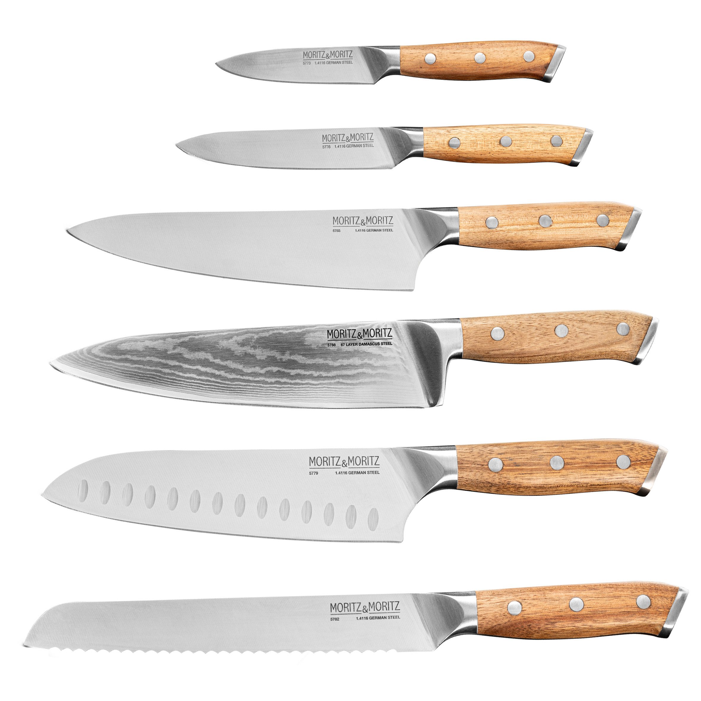 Moritz & Moritz Ножи-Set Küchenmesser Set 6tlg (6-tlg), Ножи Komplett-Set