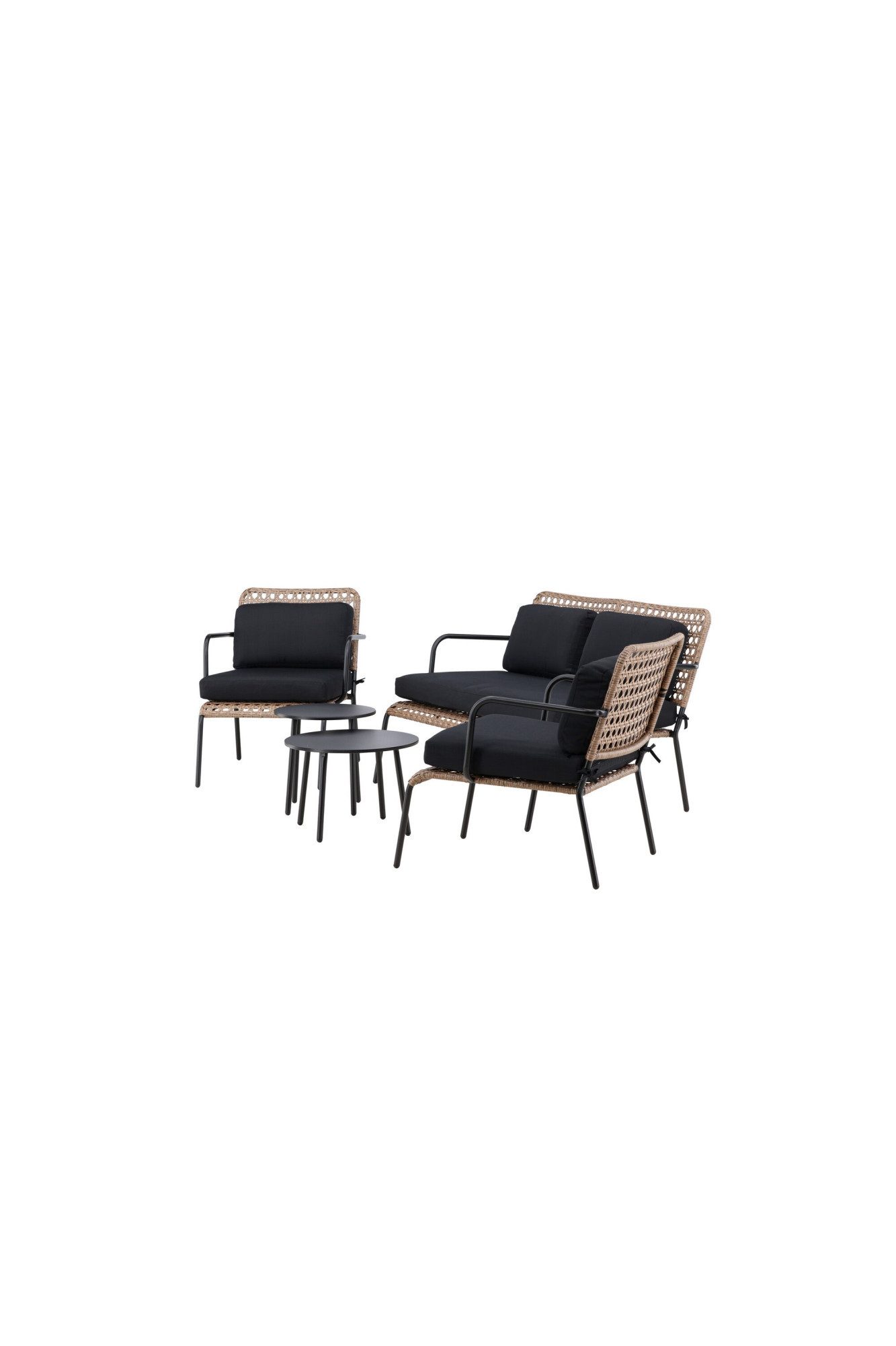Venture Home Gartenlounge-Set Paola, großzügiges Outdoor-Set für hohen Sitzkomfort, (5-tlg), Loungemöbel rund, Stoffbezug, angenehm, wetterfest