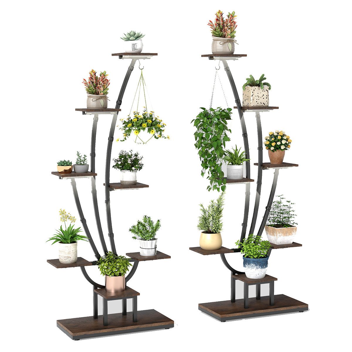 COSTWAY Blumenständer (2 St), Pflanzenständer mit Wachstumslichtern Metall günstig online kaufen