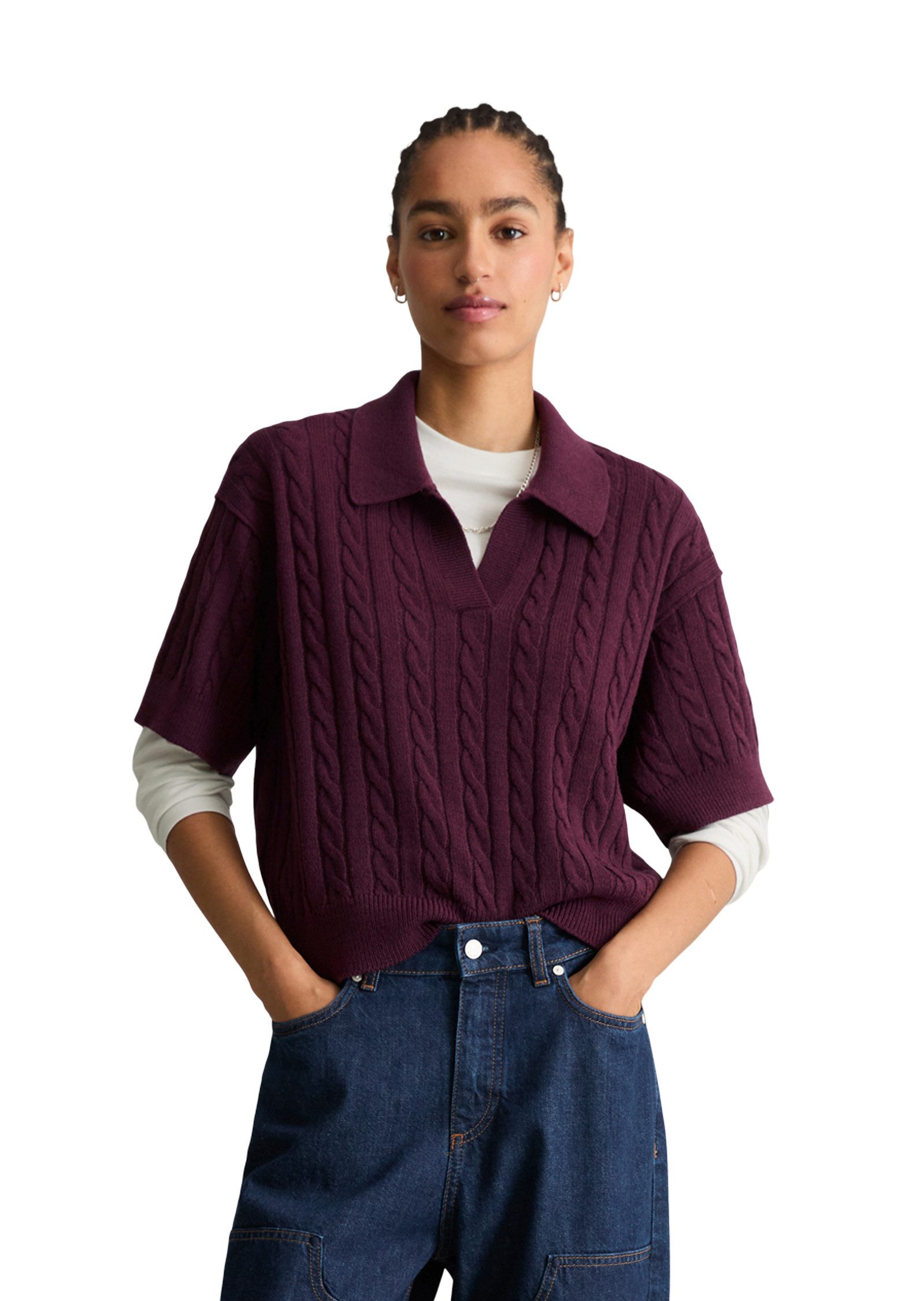Marc O'Polo DENIM Strickshirt mit Polokragen, Schurwollmix, oversize