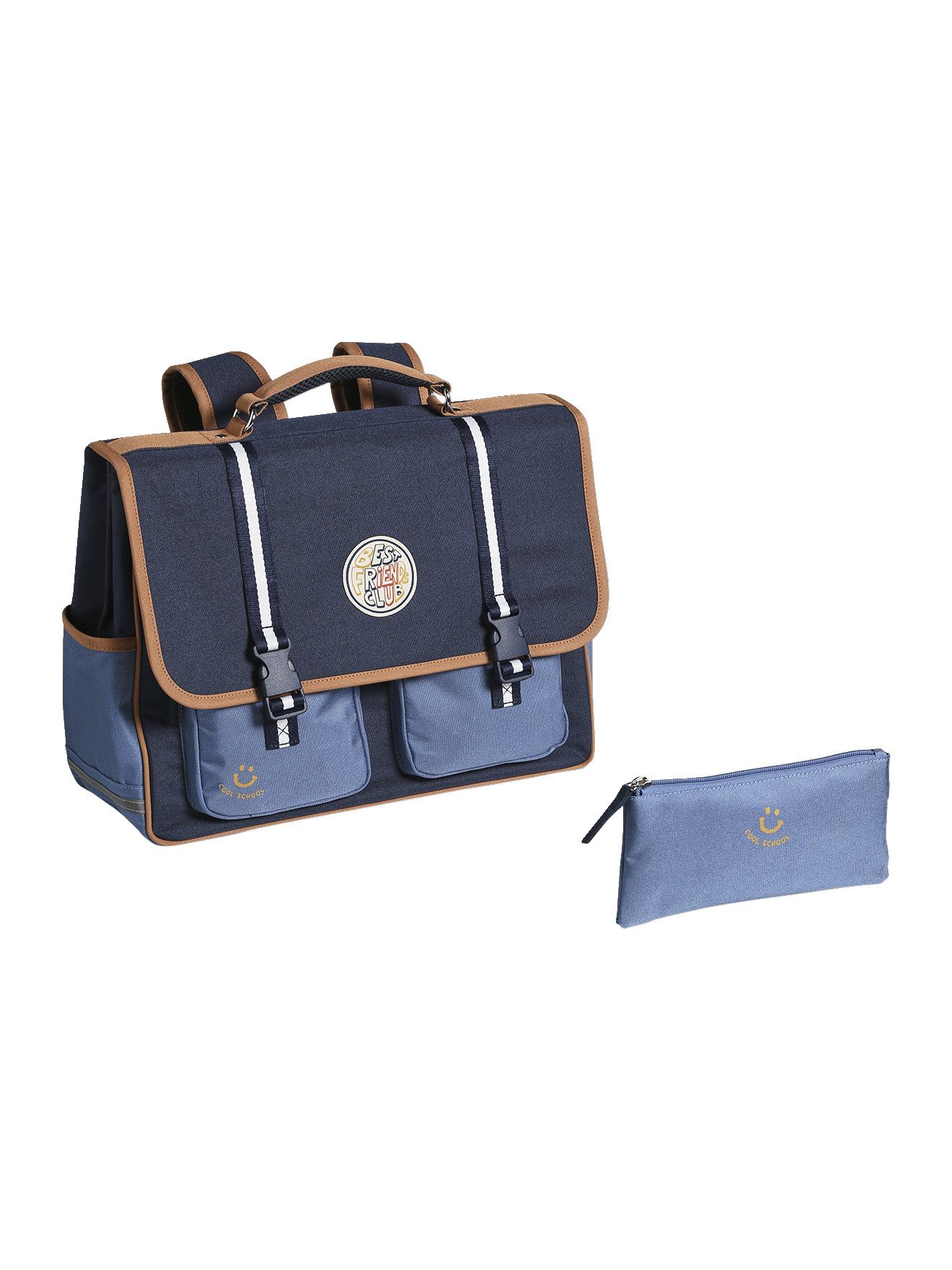 vertbaudet Schulrucksack Jungen-Set: Schultasche & Federmappe COOL SCHOOL