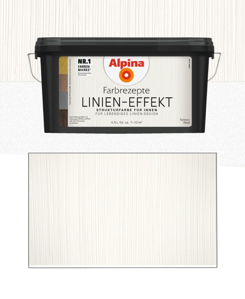*Alpina* Strukturpaste Alpina Farbrezepte 4,5 L. Linien-Effekt Strukturwandfarbe, Innen Weiß