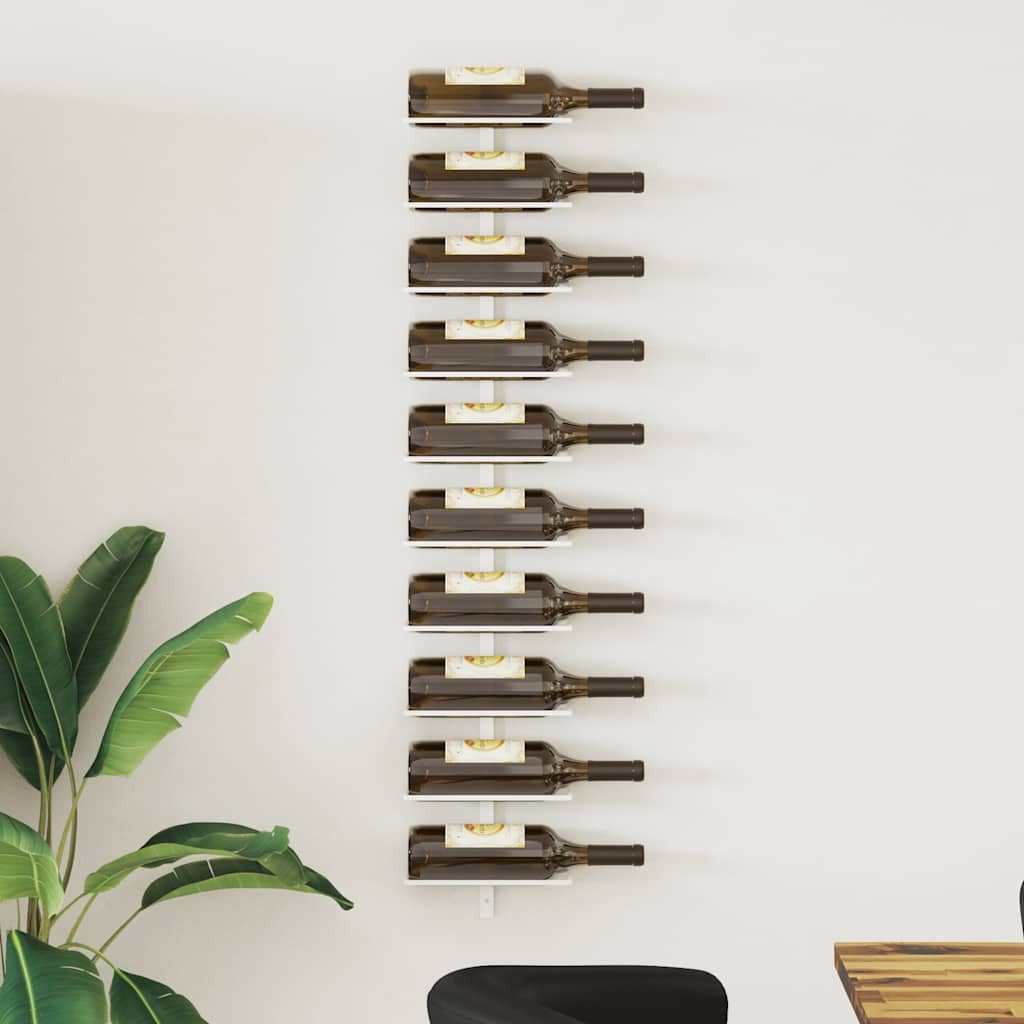 vidaXL Weinregal Wand-Weinregal für 10 Flaschen Weiß Metall, 1-tlg.
