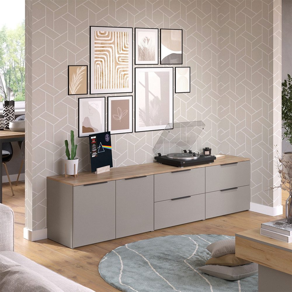 Vicco Wohnwand Wido, Greige/Sonoma, 3 Teile, (3-St)
