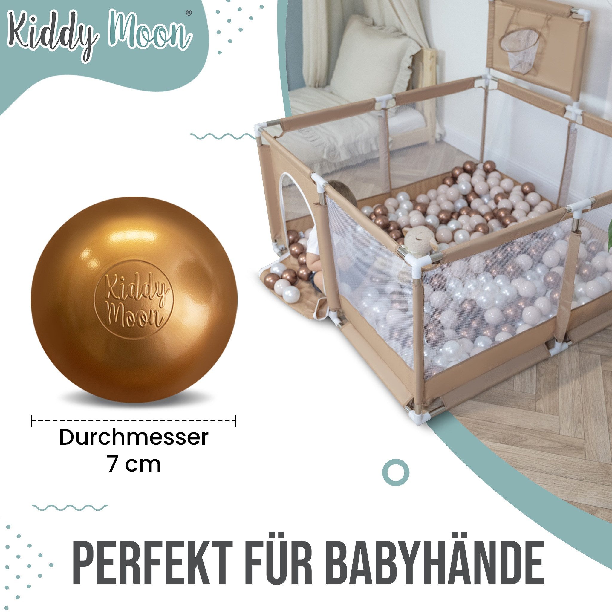 KiddyMoon Bällebad-Bälle Plastikowe piłeczki 7cm (Baby Plastikbälle Spielbälle), Made in Europe