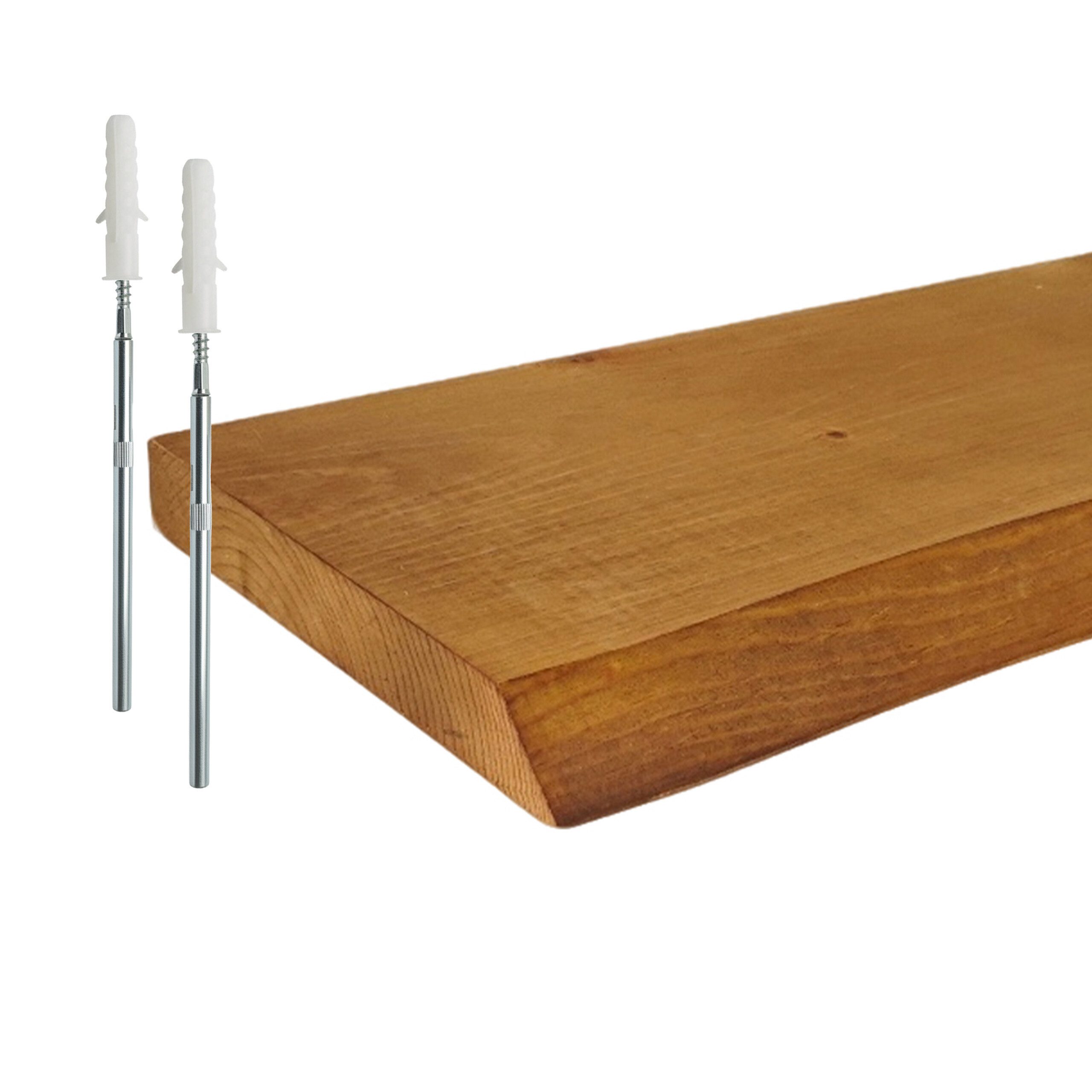 relaxdays Wandregal Massivholz Baumkante, braun, 70 cm