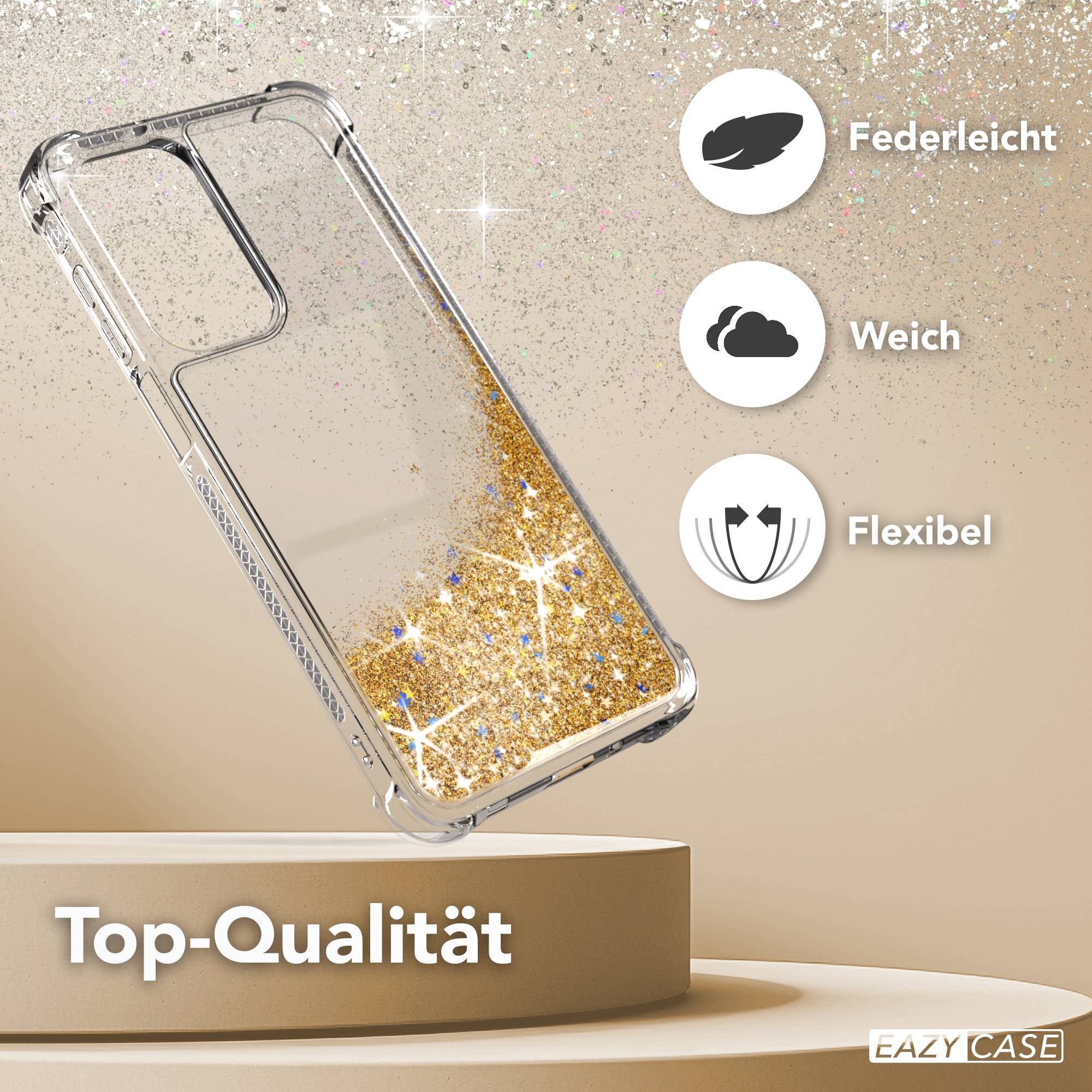 EAZY CASE Handyhülle Liquid Glittery Case für Samsung Galaxy A17 6,7 Zoll, Durchsichtig Back Case Handy Softcase Silikonhülle Glitzer Cover Gold
