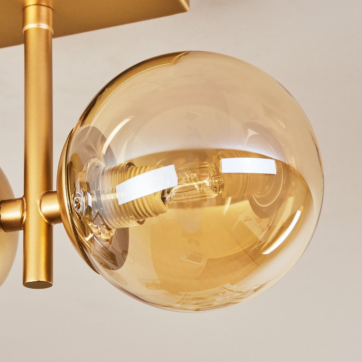 Messing, hofstein Champagne, Wandlampe 2xG9 Wandleuchte Glasschirm, ohne der mit Wand, Leuchtmittel, aus Metall, an Lichtspiel »Gallessina«