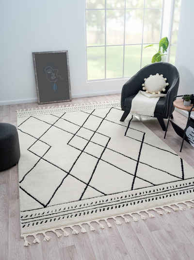 Hochflor-Teppich Moroccan Design, Myflair Möbel & Accessoires, rechteckig, Höhe: 24 mm, modern, marokkanisches Design, Rauten Muster, weich durch Hochflor