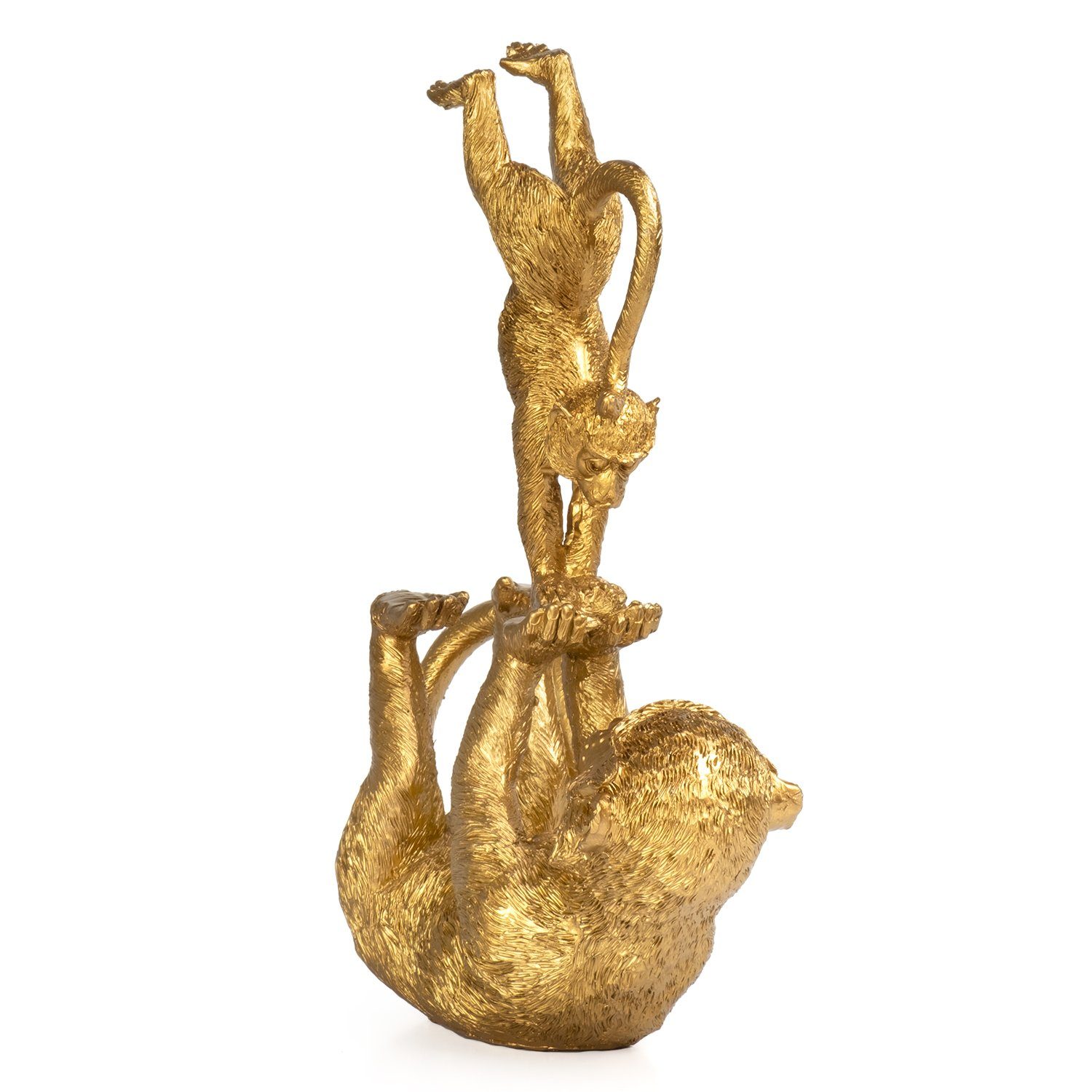 Kind Deko-Figur Figuren Dekofigur Affen-Yoga aus Moritz Polyresin gold, Dekoration Dekoelement spielt mit Polyresin Mutter Dekofigur aus