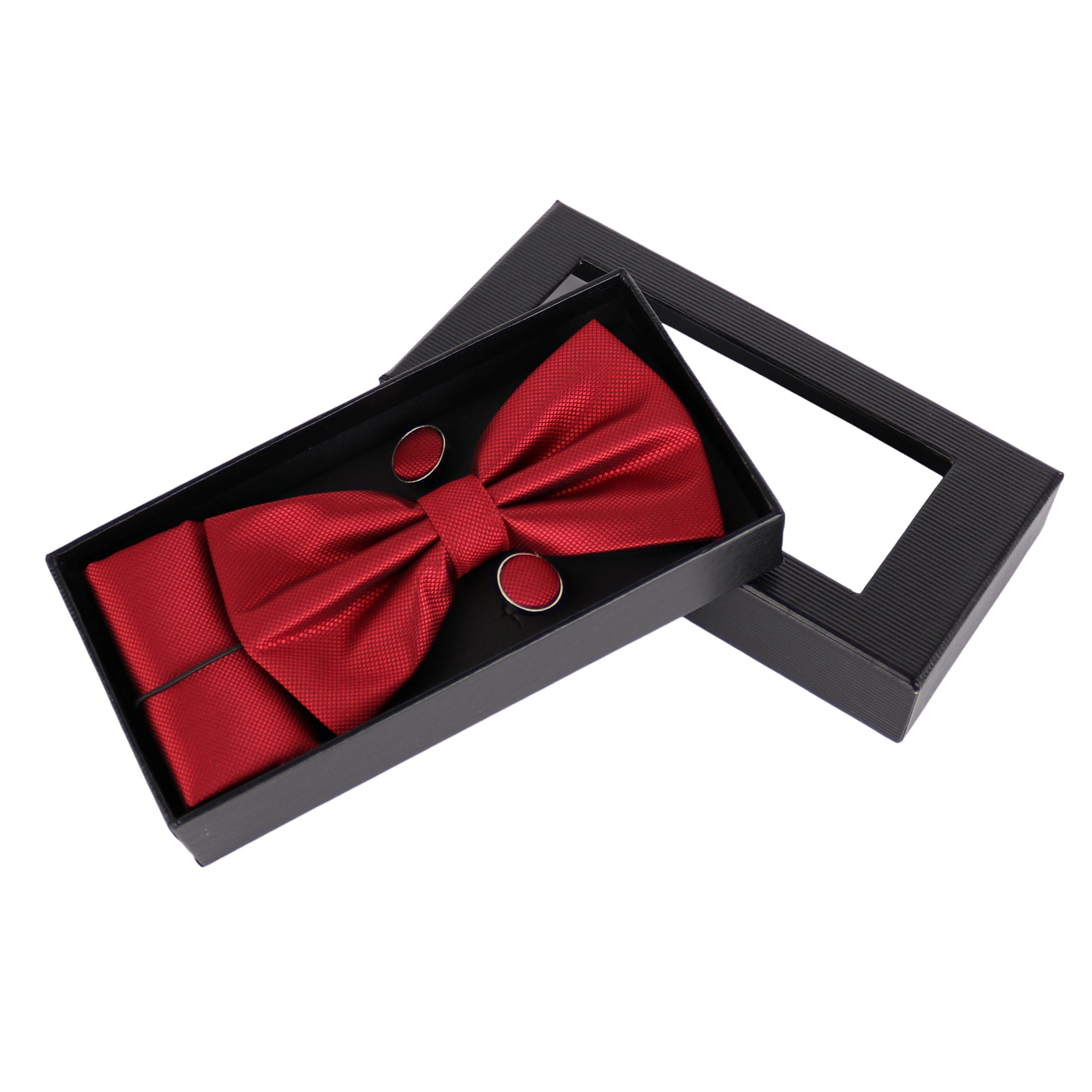 MIRROSI Fliege Herren Set (inkl. 1x Einstecktuch, 1 Paar Manschettenknöpfen) (Hochwertige Verarbeitung und viele Details) Herrenfliege inkl Geschenkbox