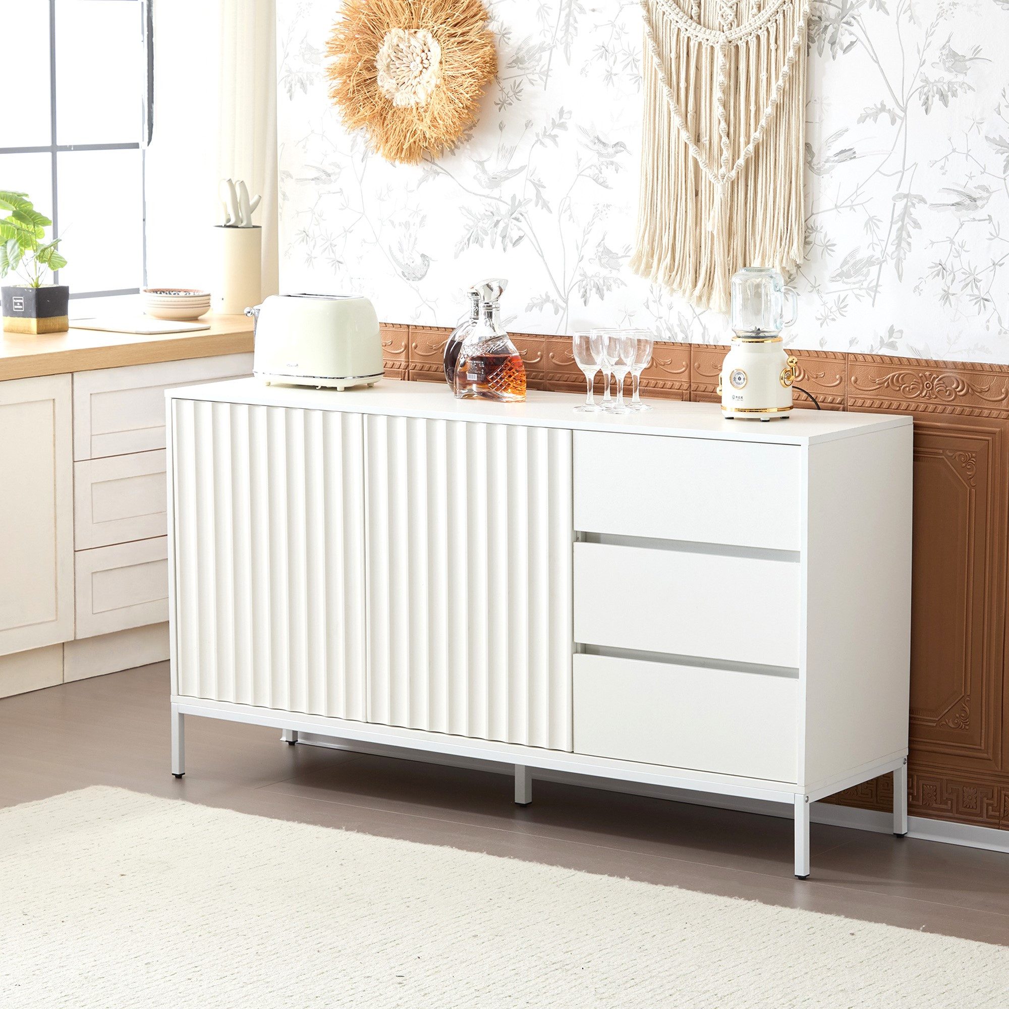STILVORA Sideboard mit Regalen&3 Schubladen,Beistellschrank Schrank günstig online kaufen