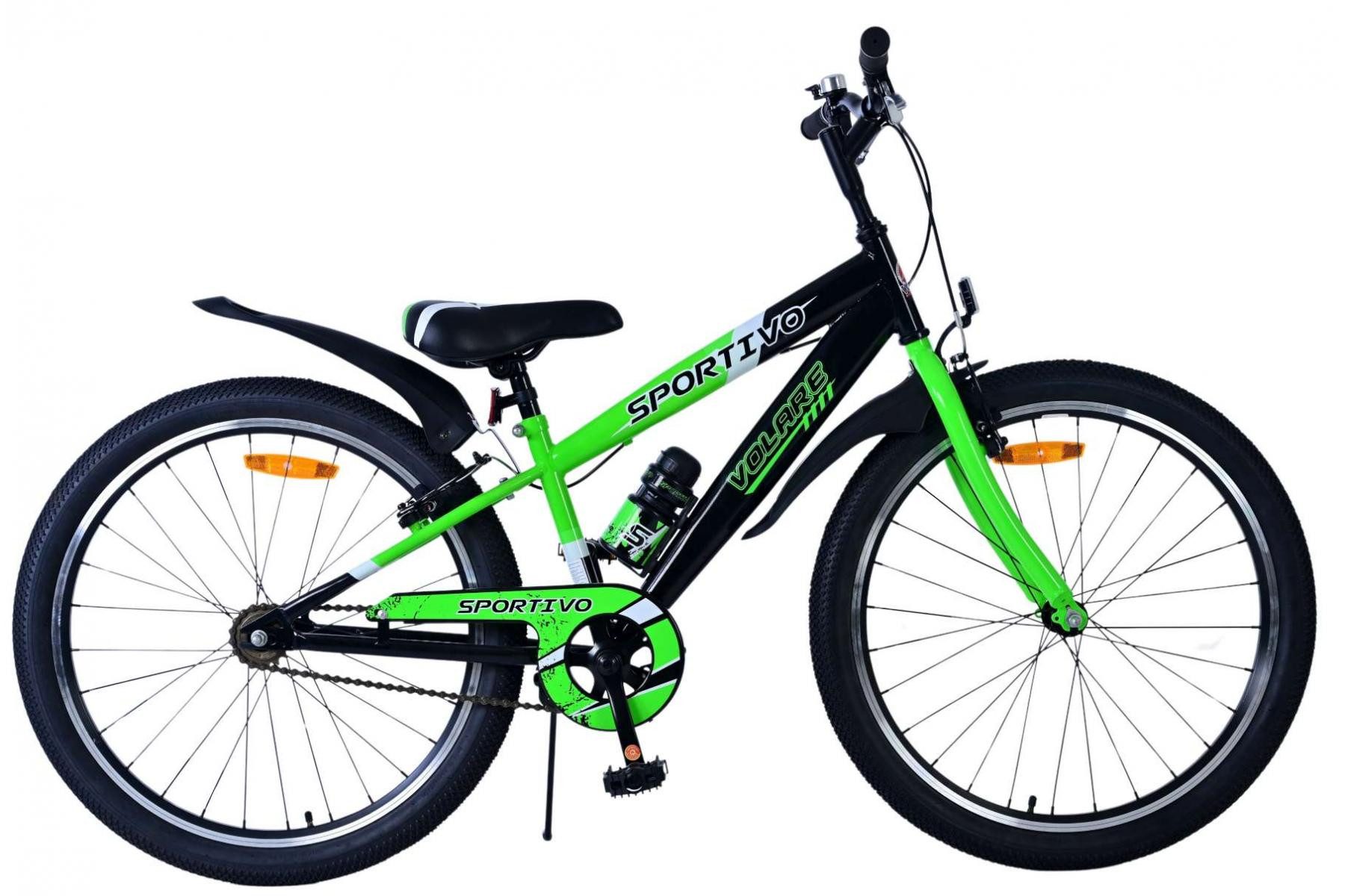 Volare Kinderfahrrad Volare Sportivo Kinderfahrrad für Jungen - 24 Zoll in Schwarz und Grün