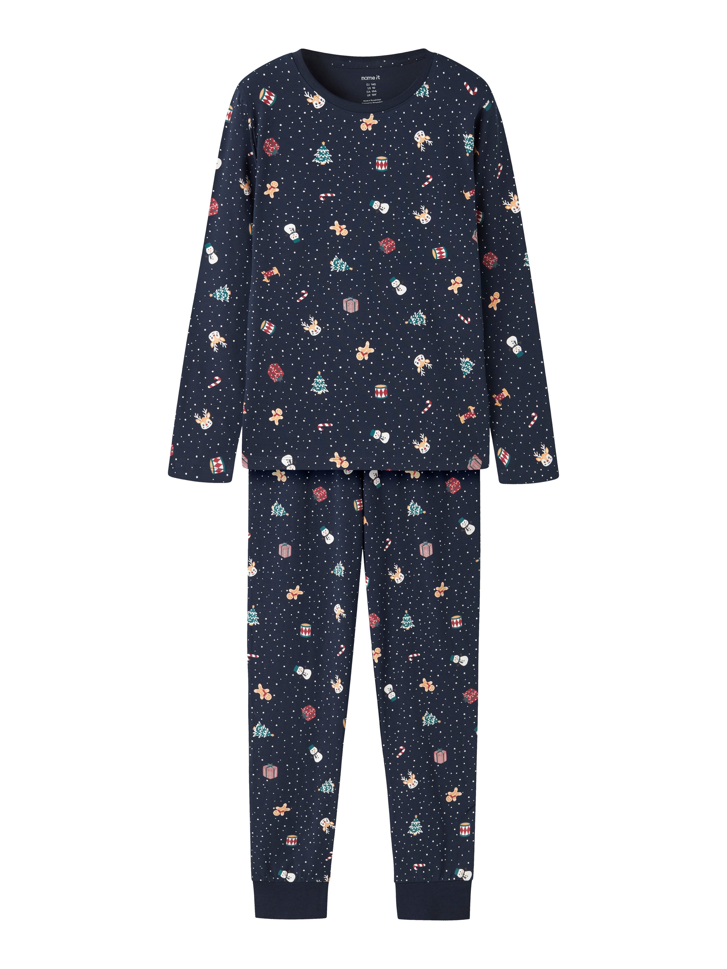 Name It Schlafanzug NKNVISMAS LS NIGHTSET Weihnachten, Baumwollmischung
