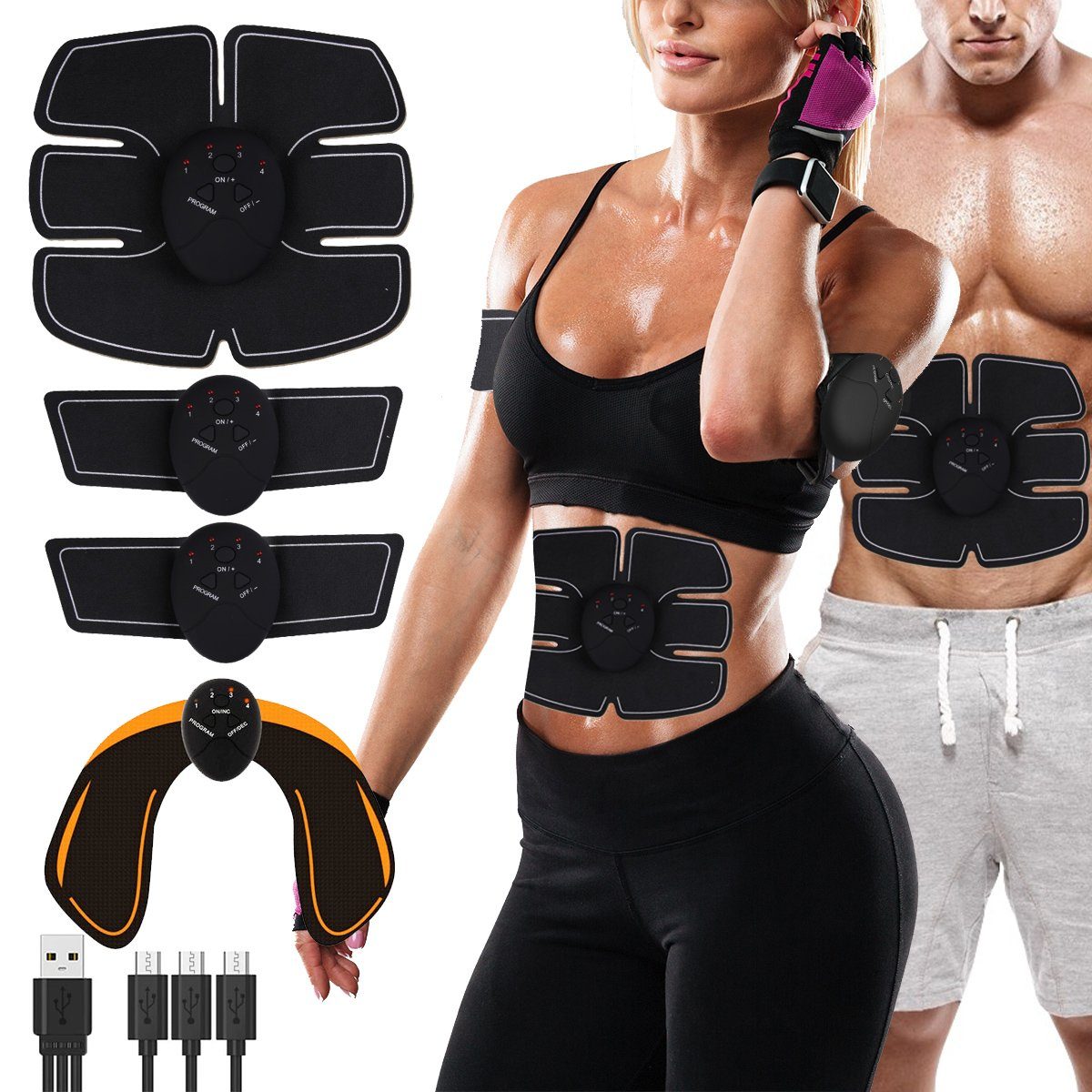 VSIUO EMS-Gerät Bauchtrainer, (Arm- und Hüfttrainer), 4 in 1 Bauchmuskelmaschinen für Männer und Frauen