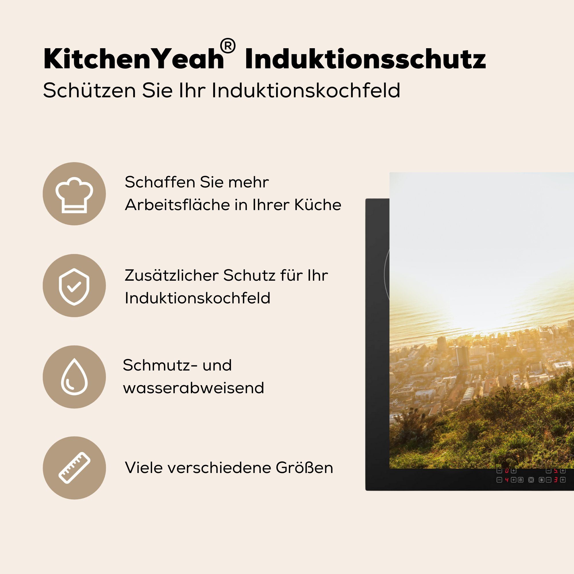 küche, cm, Ceranfeldabdeckung MuchoWow Frau die Schutz 81x52 Induktionskochfeld tlg), für Vinyl, Herdblende-/Abdeckplatte (1 läuft,