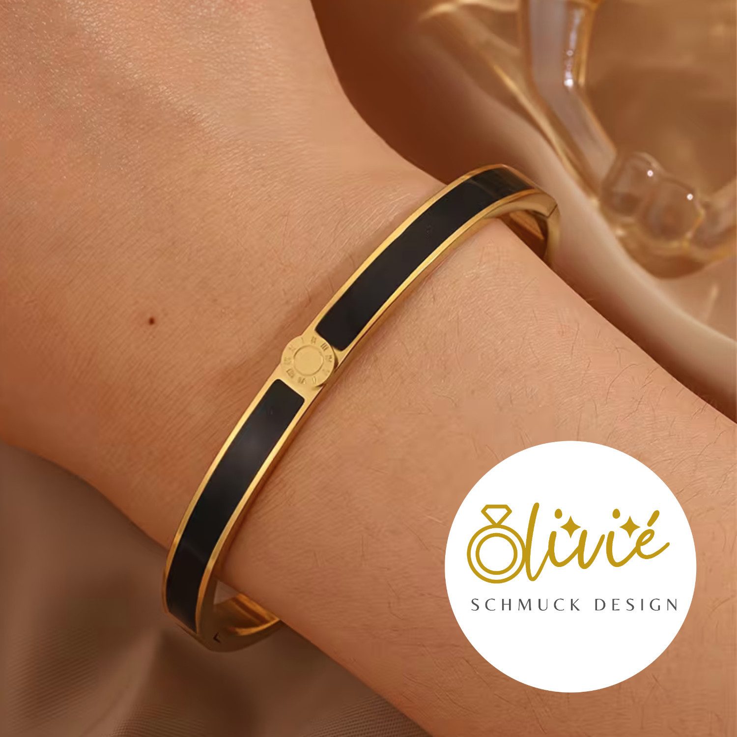 XCOAST Armreif Luxus Damen Edelstahl-Armband Schwarz – hochwertig vergoldet günstig online kaufen