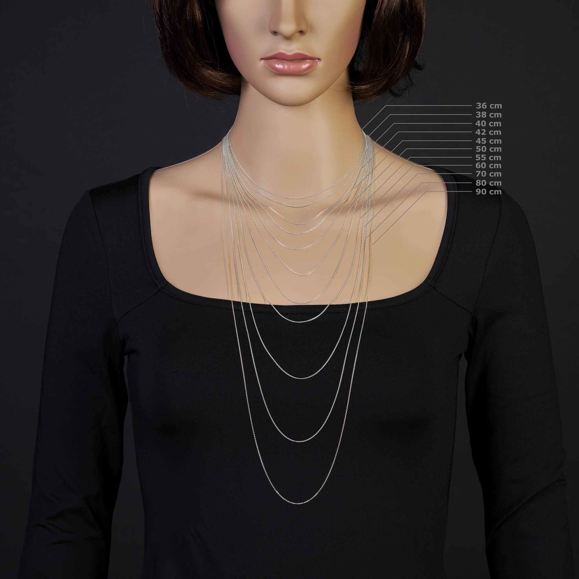 Schmuck Krone Goldkette 1,1mm Rund-Ankerkette aus 750 Weißgold, 50cm, Gold 750