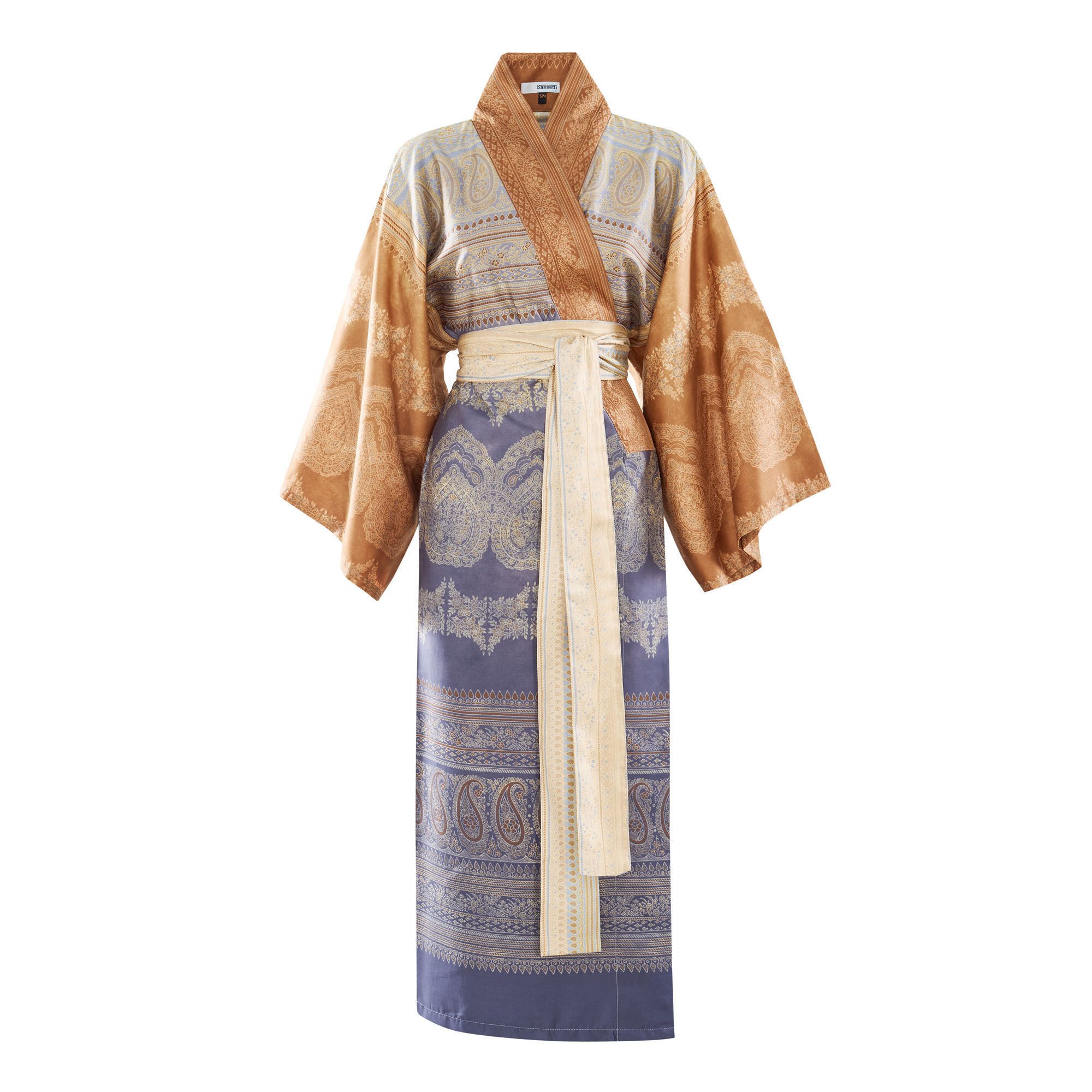 Bassetti Kimono BRUNELLESCHI, midi, Baumwolle, Gürtel, aus satinierter Baumwolle