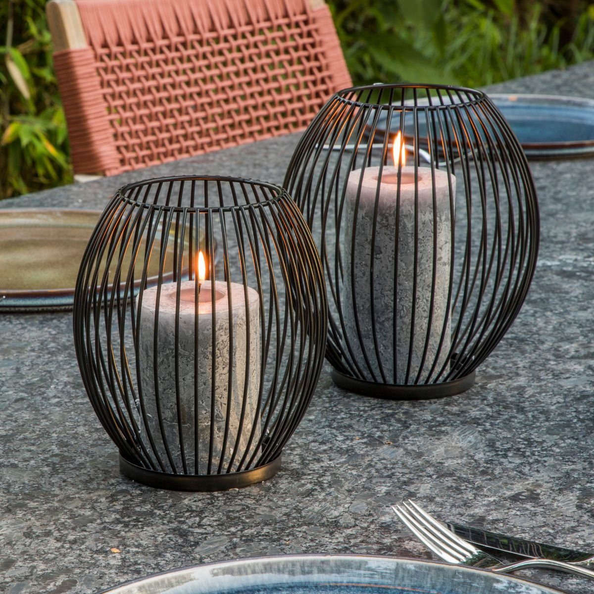 Steele Holz mit Teelichtglas und Blüten 18,5 cm Deko neu Kerzenhalter 