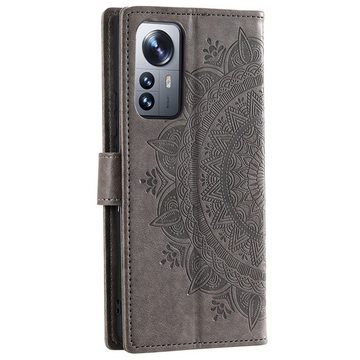 CoverKingz Handyhülle Hülle für Xiaomi 12 Pro Handyhülle Flip Case Cover Tasche Etui 17,03 cm (6,7 Zoll), Klapphülle Schutzhülle mit Kartenfach Schutztasche Motiv Mandala