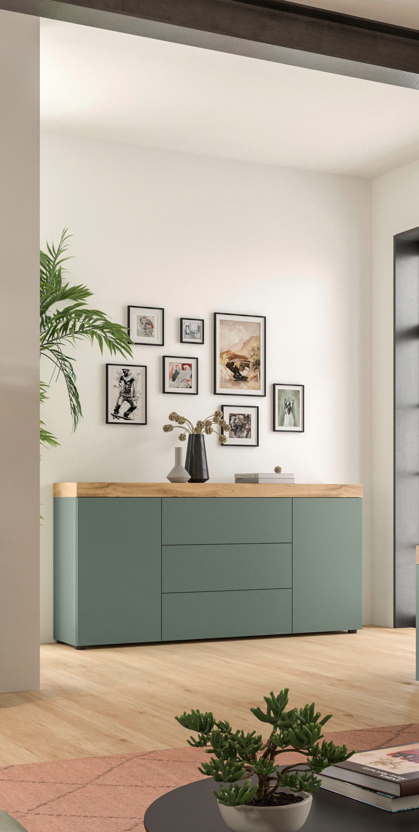 OTTO home Sideboard MAMBO, TOPSELLER!, Breite 160cm, 2 Türen, 3 Schubkästen, push-2-open (1 St., 2 farbige Ausführung, in verschiedenen Farben erhältlich), Kommode, Anrichte, Wohnzimmer, Schlafzimmer