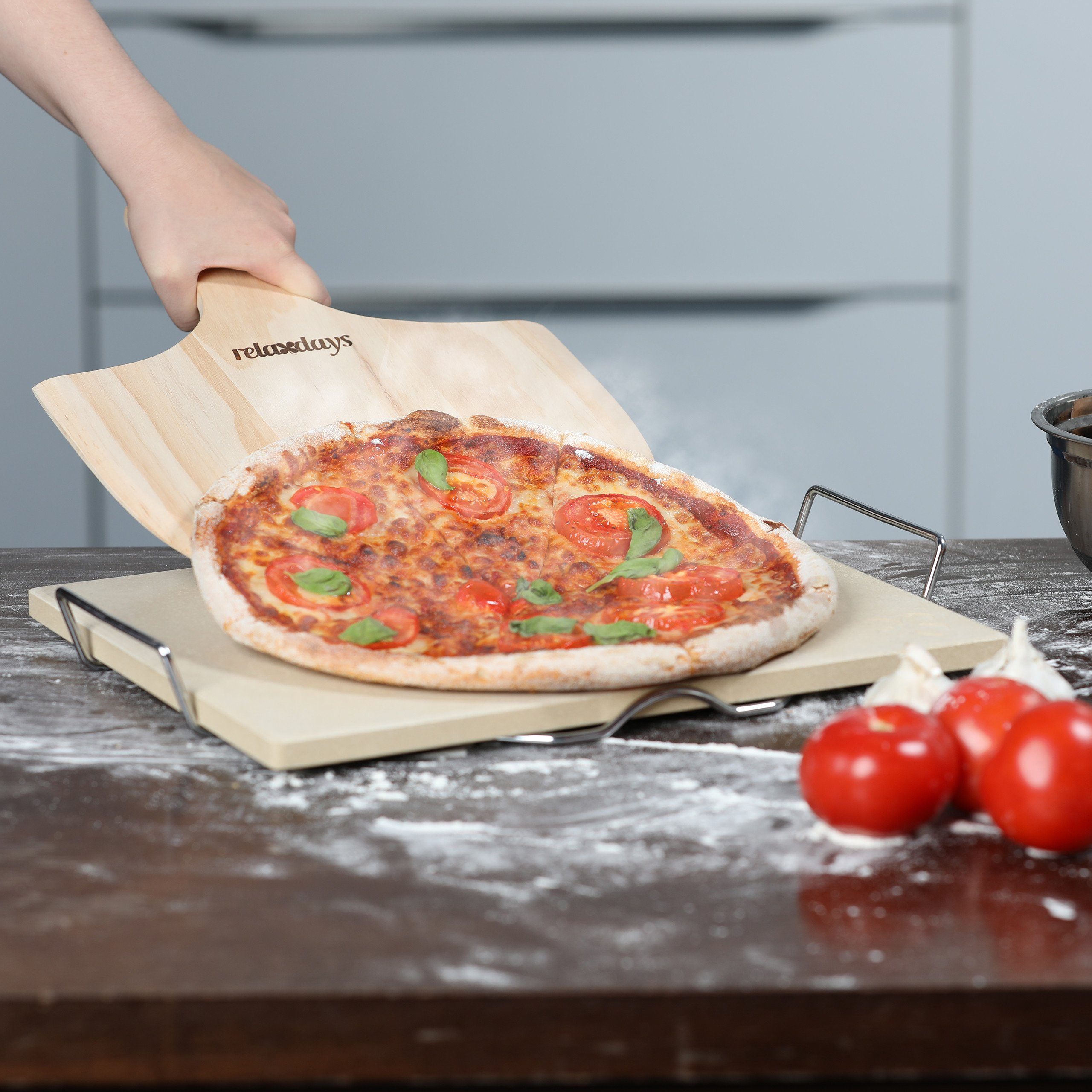 relaxdays Pizzastein Set 1,5 cm, Cordierit